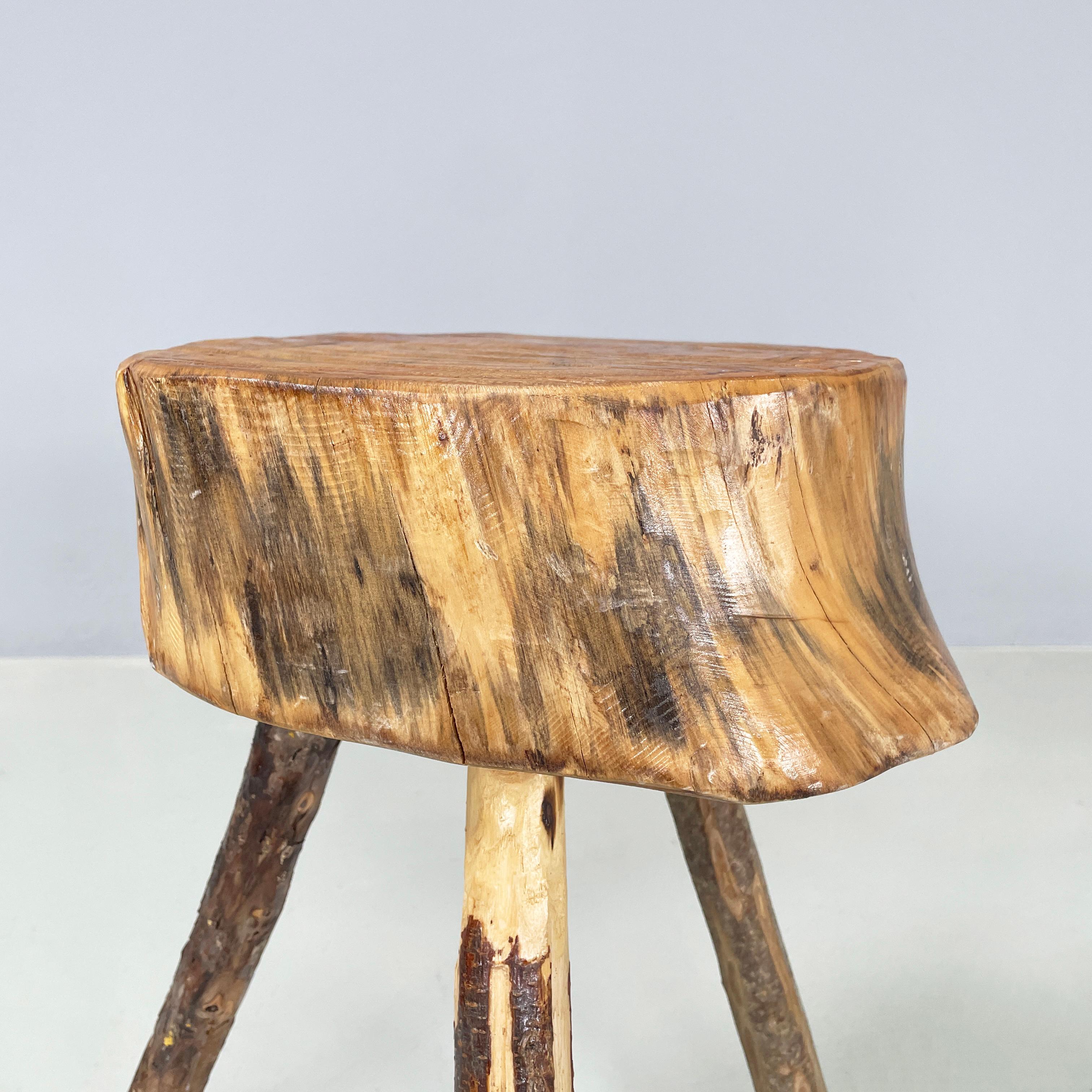 Wood Italian Rustic table stools with different heights in wood, 2000s For Sale