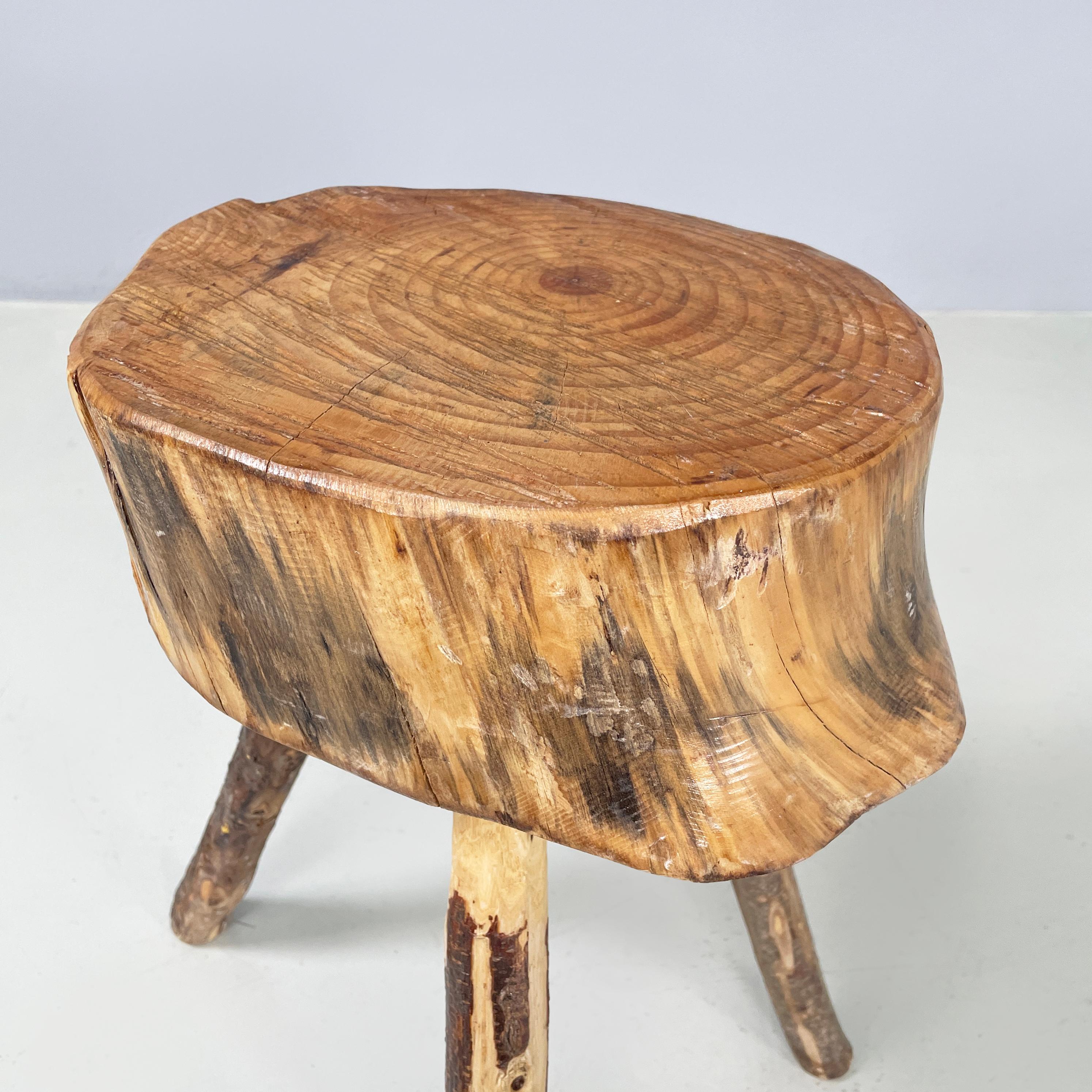 Italian Rustic table stools with different heights in wood, 2000s For Sale 1