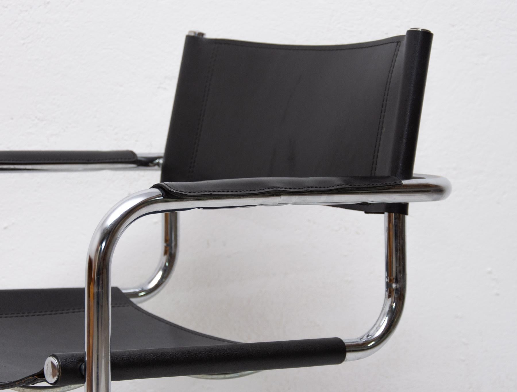 Italian S34 Leather and Chrome Cantilever Chairs by Mart Stam, 1980s 4
