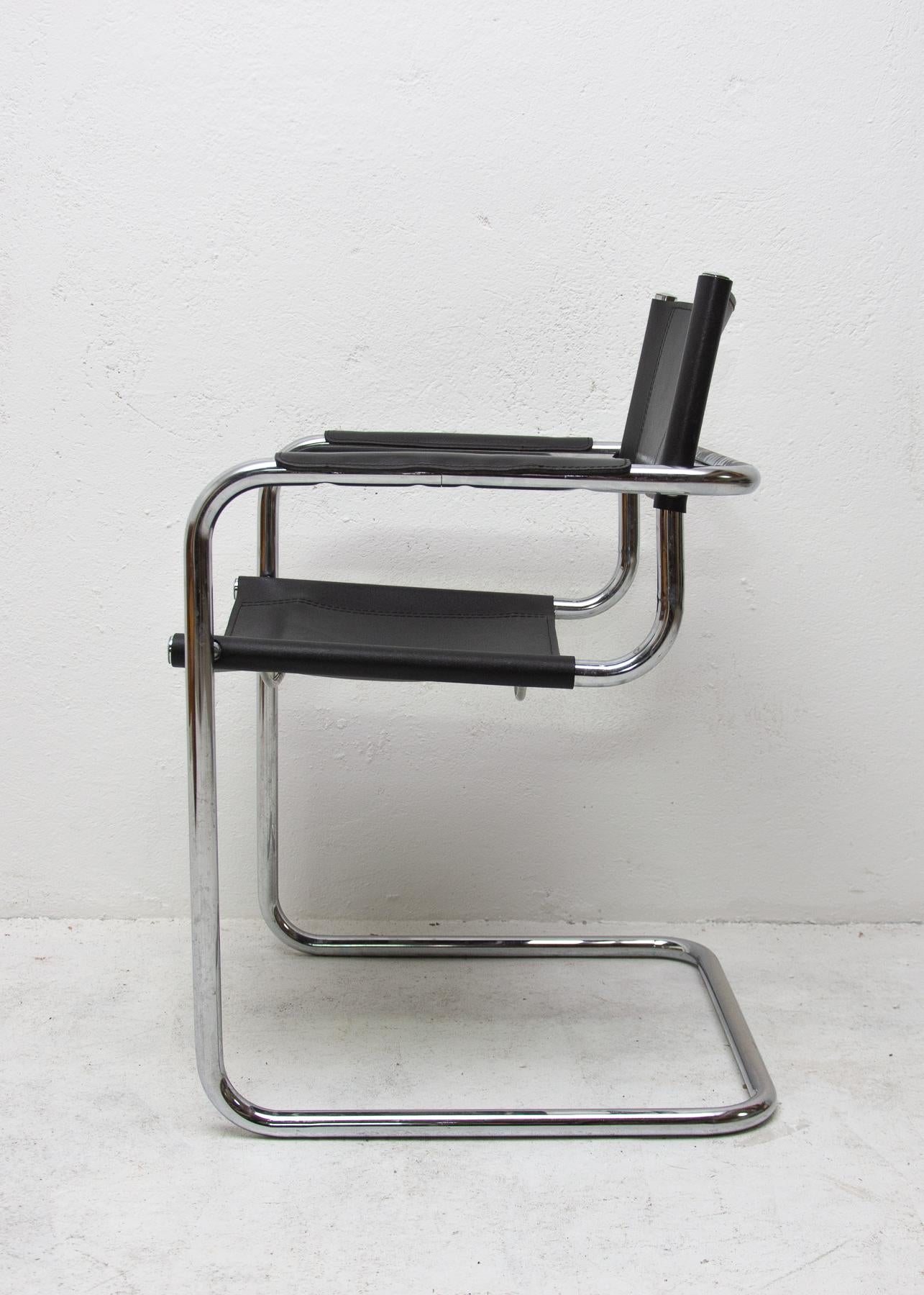 Italian S34 Leather and Chrome Cantilever Chairs by Mart Stam, 1980s 5