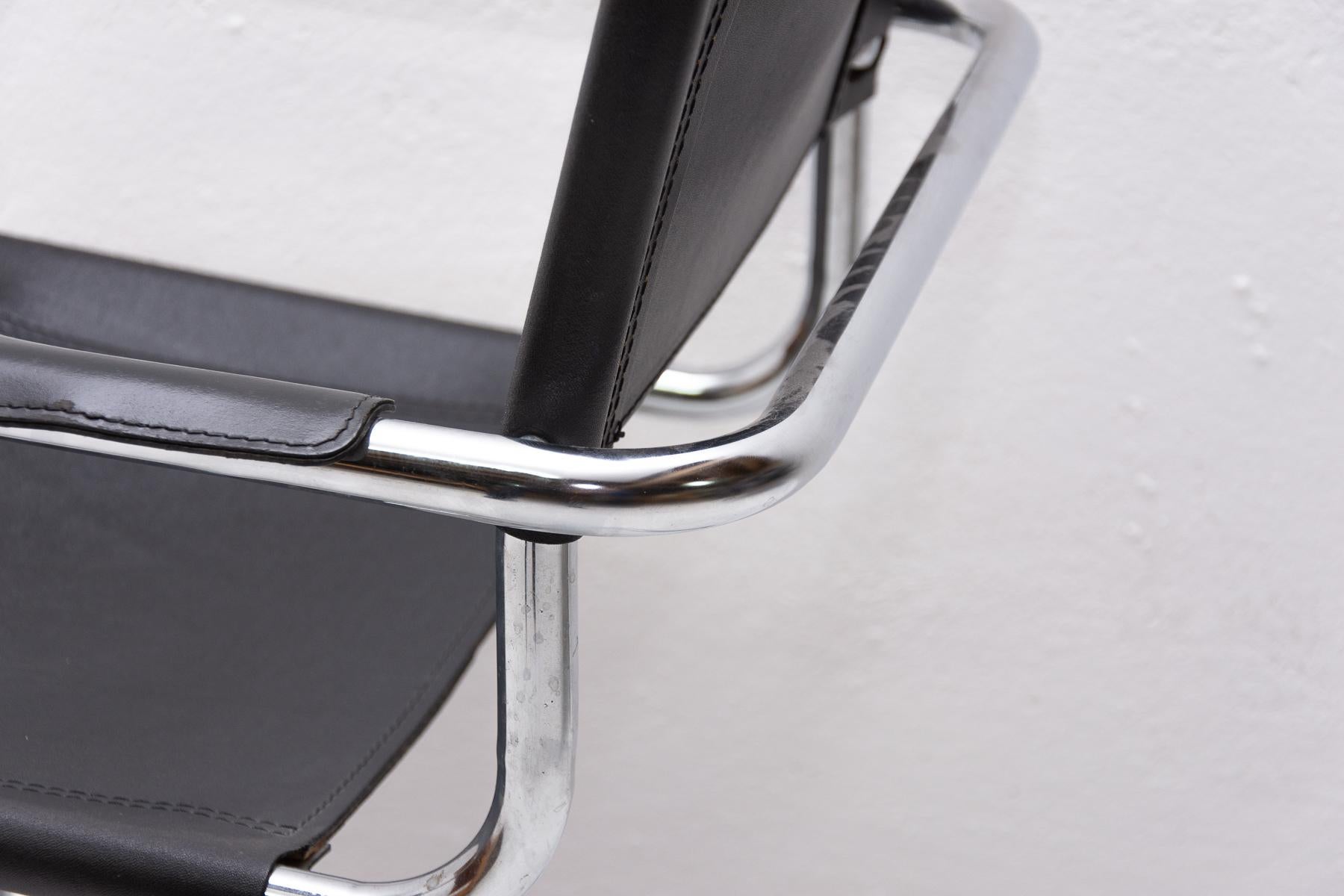 Italian S34 Leather and Chrome Cantilever Chairs by Mart Stam, 1980s 6