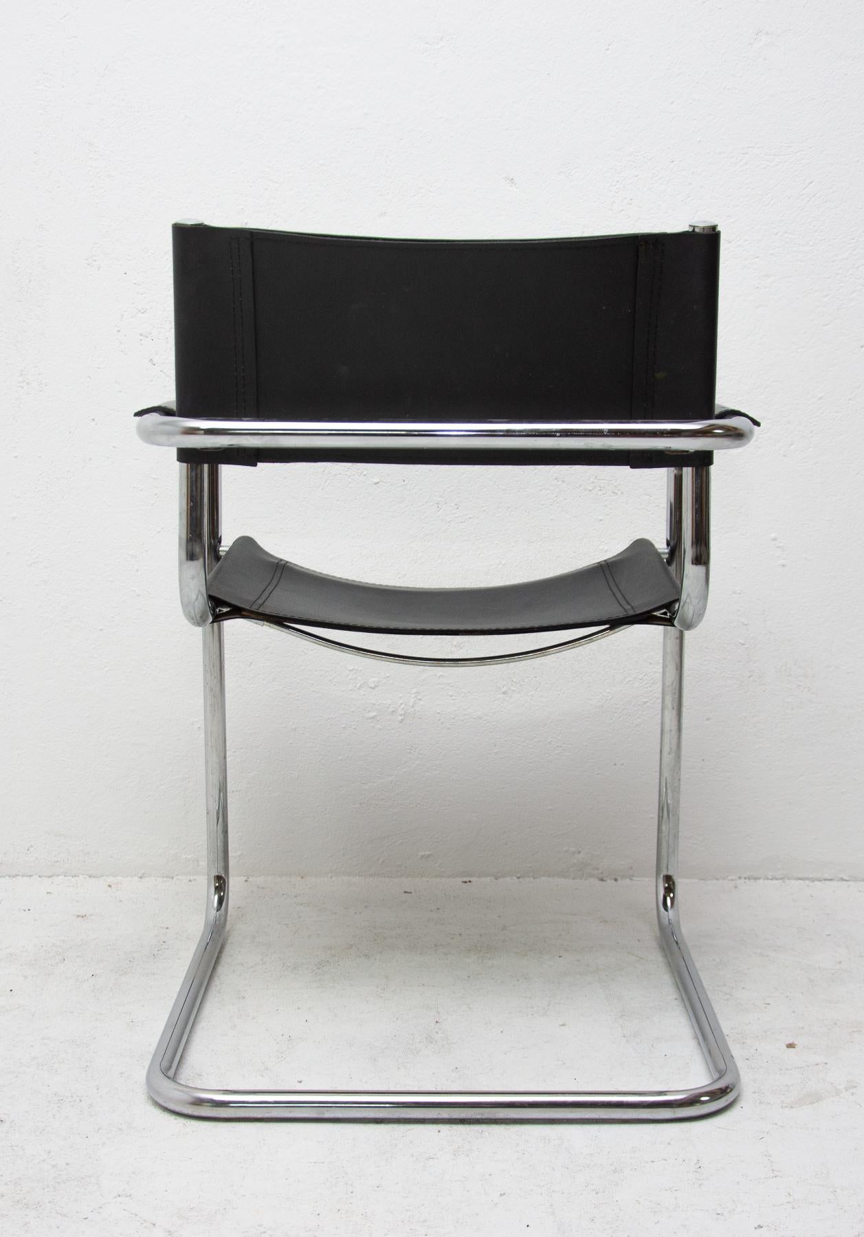 Italian S34 Leather and Chrome Cantilever Chairs by Mart Stam, 1980s 8