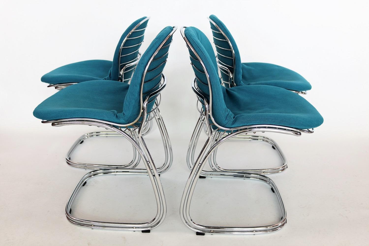 Italian Sabrina Dining Chairs in Chrome by Gastone Rinaldi for RIMA, 1970s 4