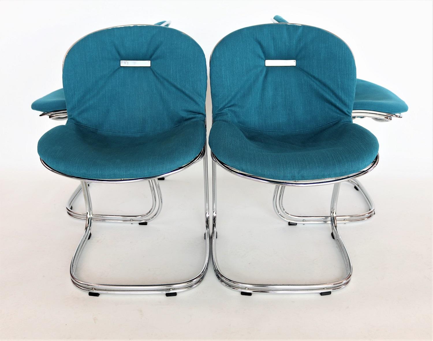 Italian Sabrina Dining Chairs in Chrome by Gastone Rinaldi for RIMA, 1970s 7