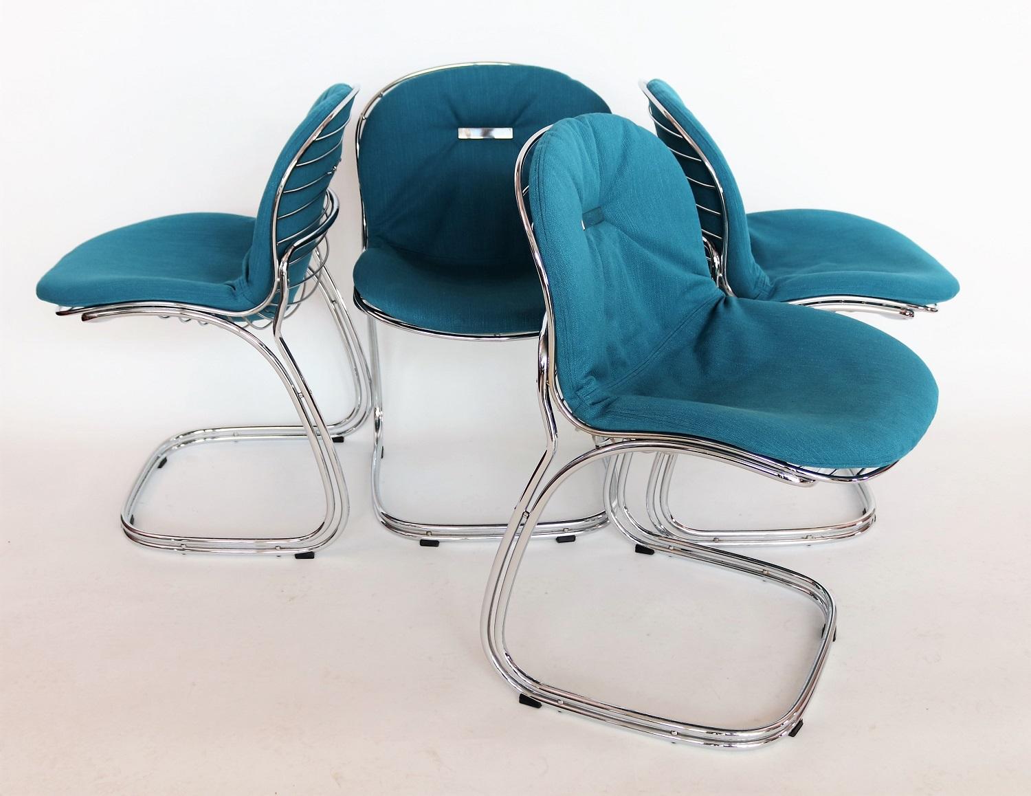 Mid-Century Modern Italian Sabrina Dining Chairs in Chrome by Gastone Rinaldi for RIMA, 1970s