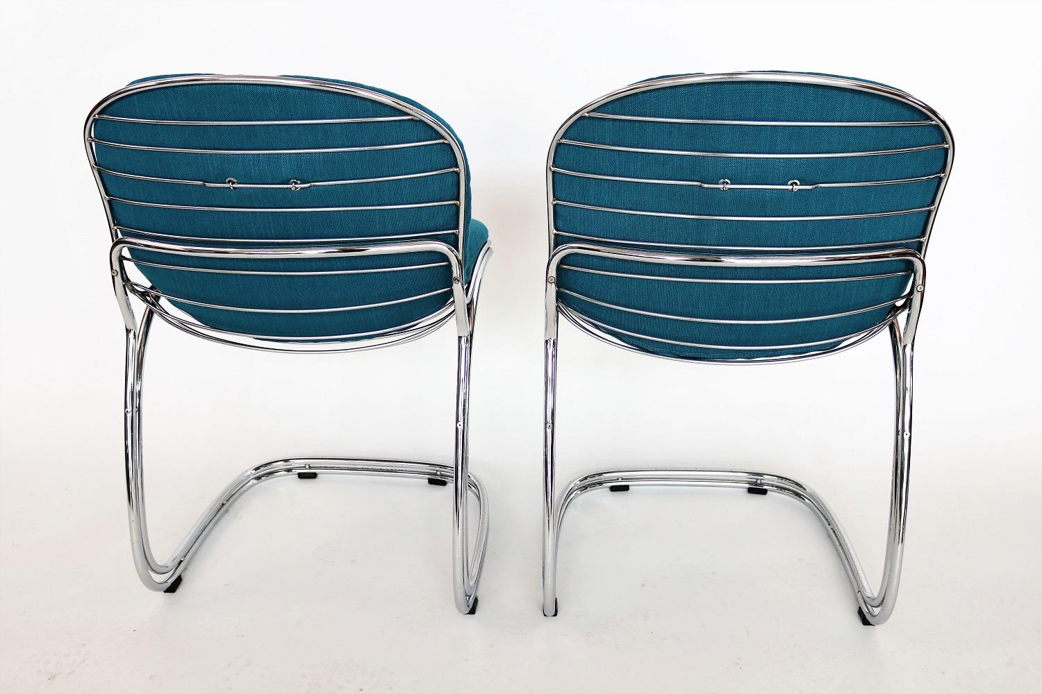 Cotton Italian Sabrina Dining Chairs in Chrome by Gastone Rinaldi for RIMA, 1970s
