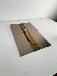 Quadro sacro italiano in vetro fumé e ottone, anni '60