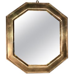 Italian Sand Cast Design Ground Brass Octagonal Mirror Ottone Fuso Laiton