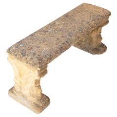Italian Sandstone Garden Bench with Winged Lion Supports, Baroque Syle