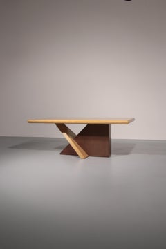 Mesa de comedor italiana de madera Saporiti 1960