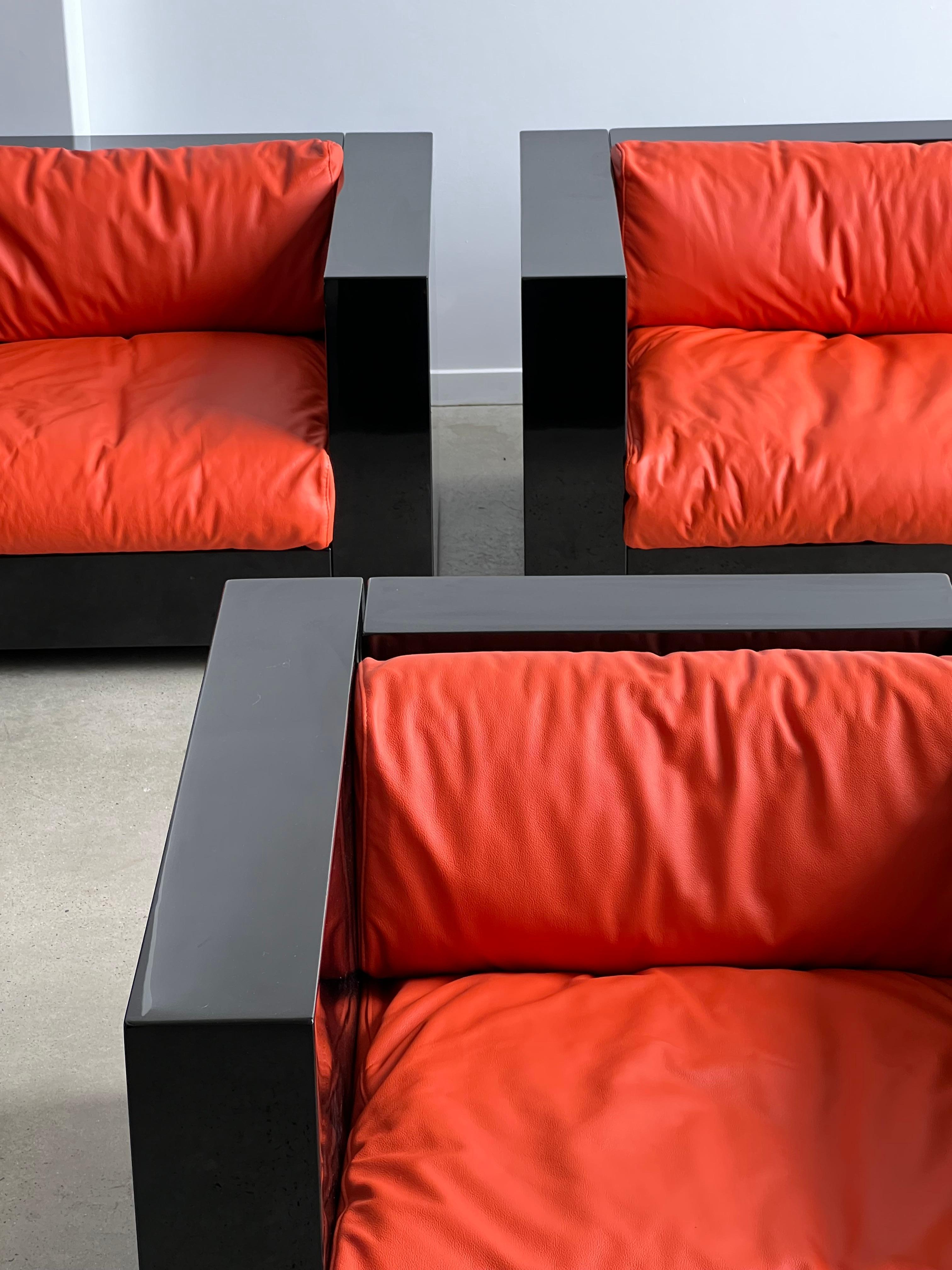 Mid-20th Century Italian Saratoga Sofa Set in Leather by Massimo Vignelli for Poltronova 1970s