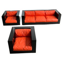 Italian Saratoga Sofa Set in Leather by Massimo Vignelli for Poltronova 1970s