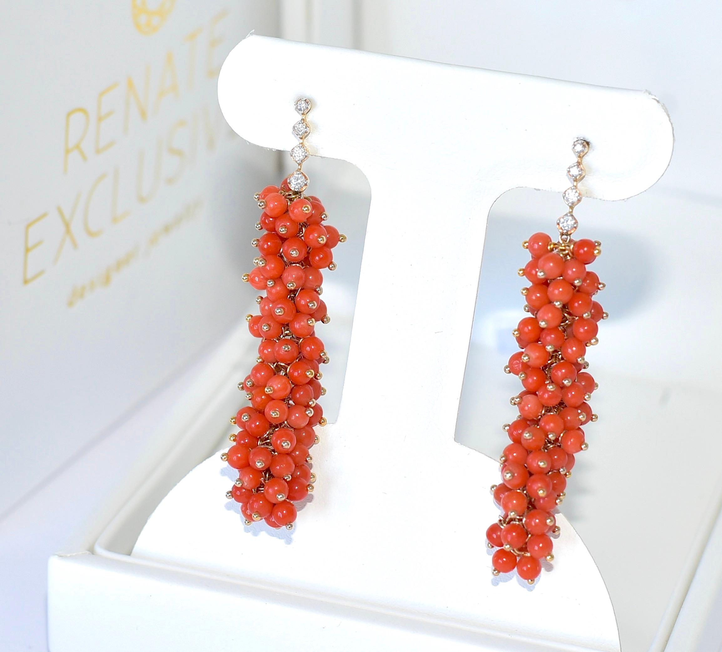 Oh... 
If you like Italy, or at least sometimes holiday like an Italian woman has, these earrings will give you that feeling! These Italian Sardinia Undyed Salmon Orange Red Seed Coral (3mm) earrings are 2 inches long and have a wonderful orange/red