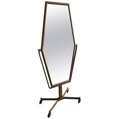 Italian Sartorial Double Face Mirror on Wheels from 1960s