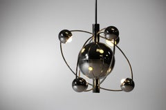 Italian "satellite" chandelier 60s orbital chrome steel Goffredo Reggiani