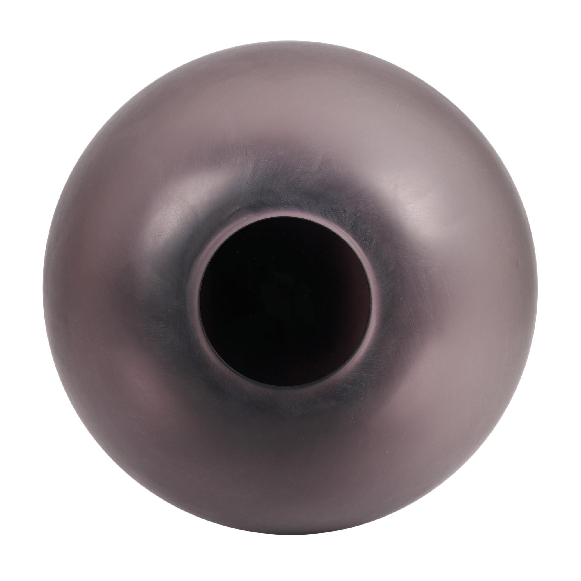 Italienische mundgeblasene Muranoglasvase aus Satin Corroso Aubergine im Angebot 4