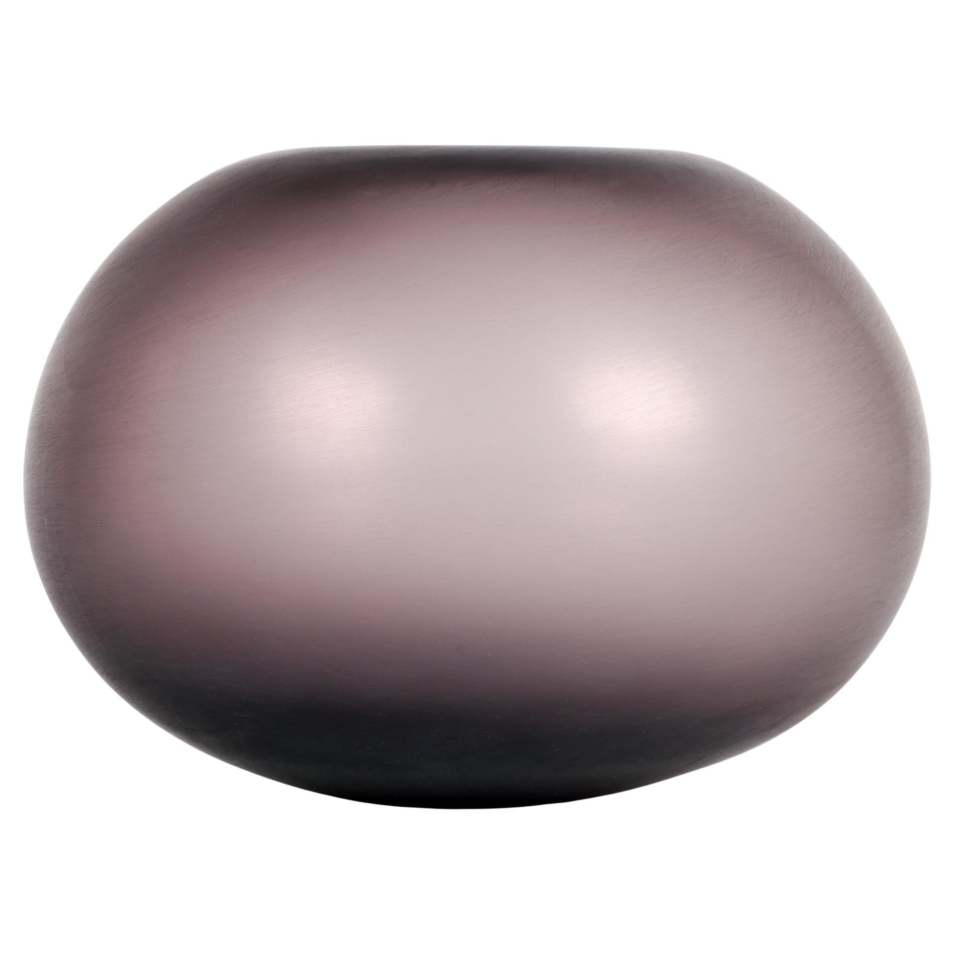 Italienische mundgeblasene Muranoglasvase aus Satin Corroso Aubergine im Angebot
