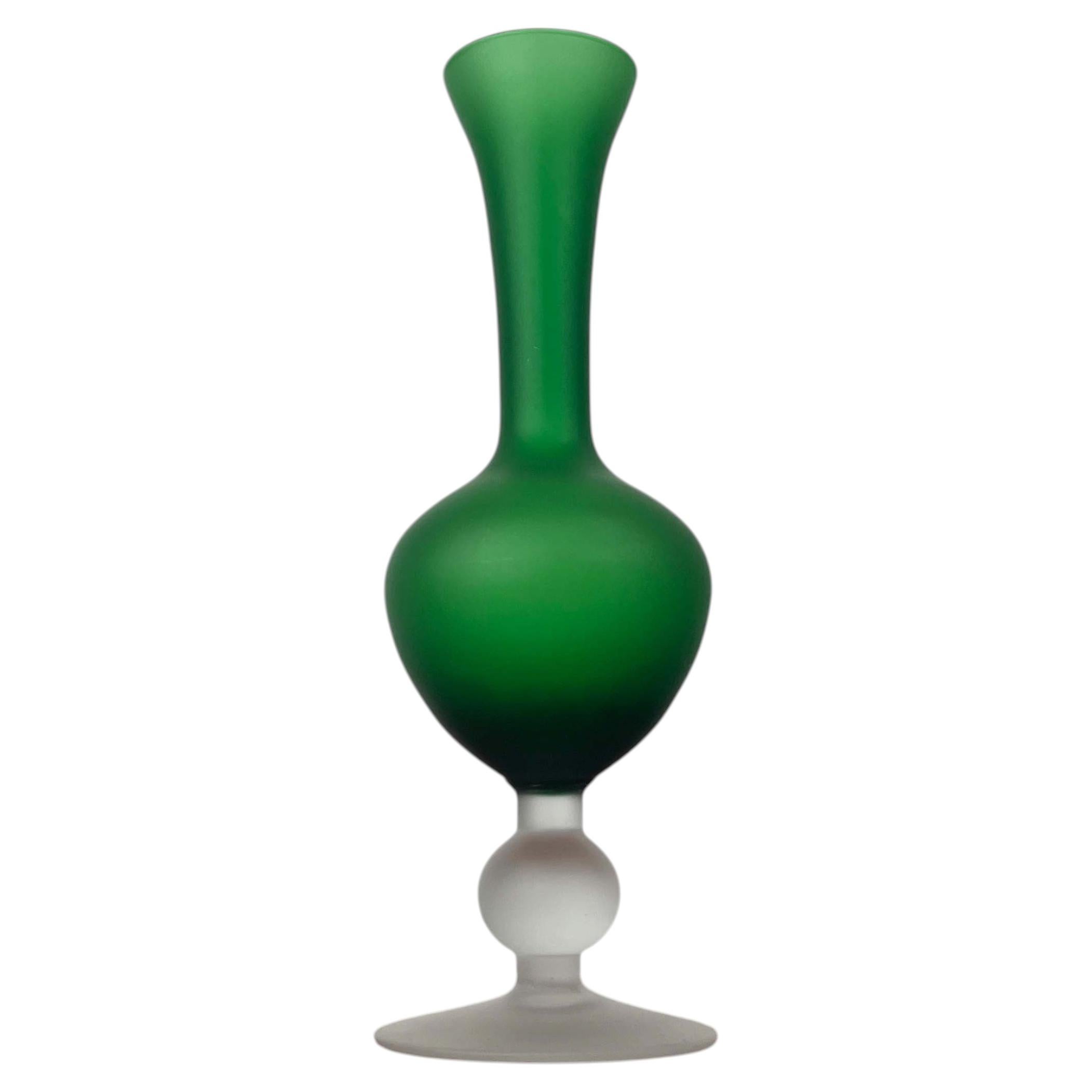 Pre-owned Carlo Moretti Italian Satinato Series Glass Vase Attributed To , 1970s In Blue