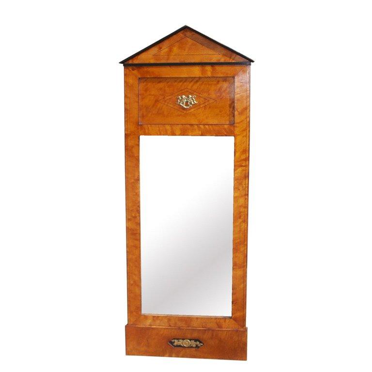 Specchio Palladiano Biedermeier in legno satinato ed ebanizzato, circa 1800