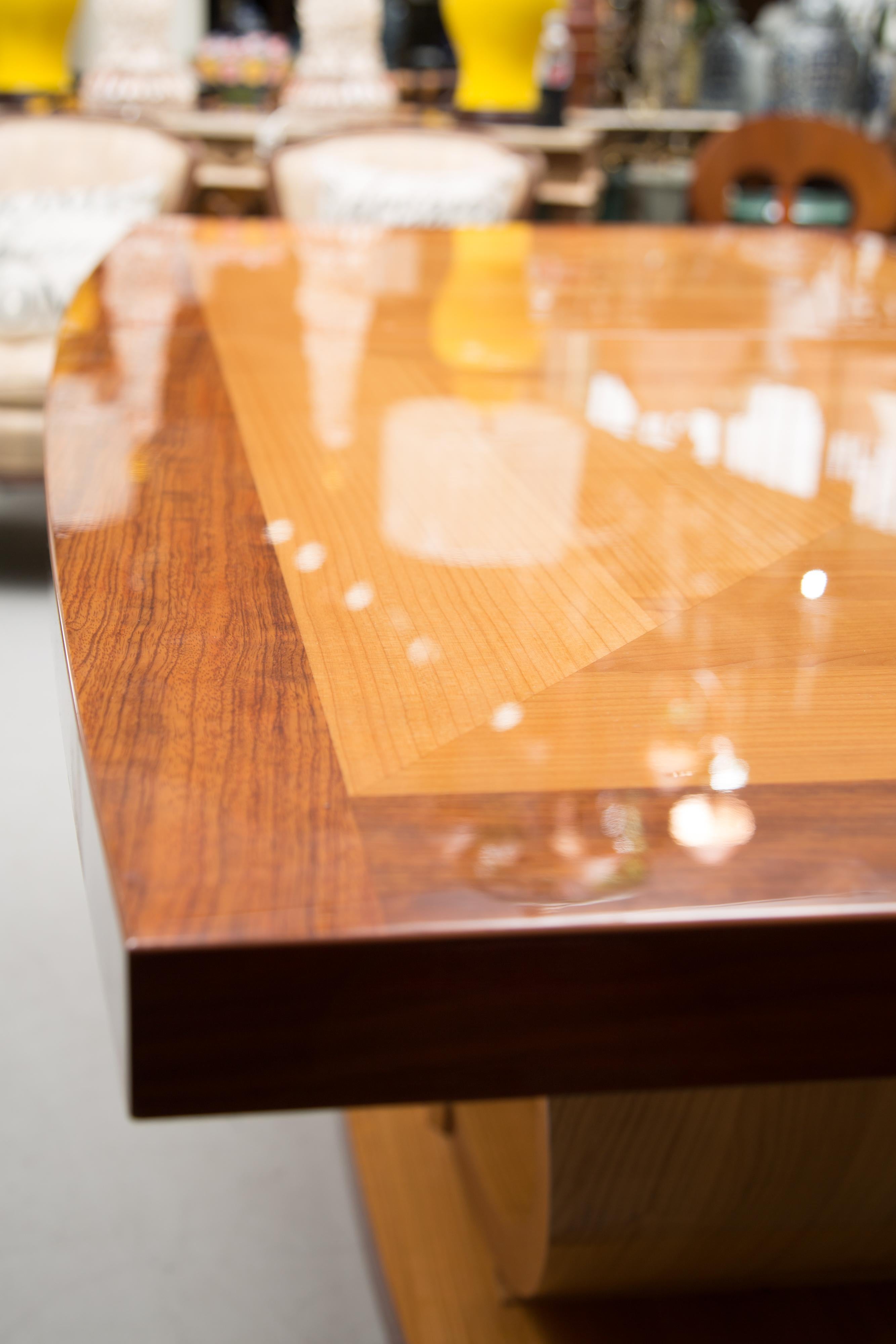 Polished Italian Satinwood Dining Table in the Manner of Karl Springer