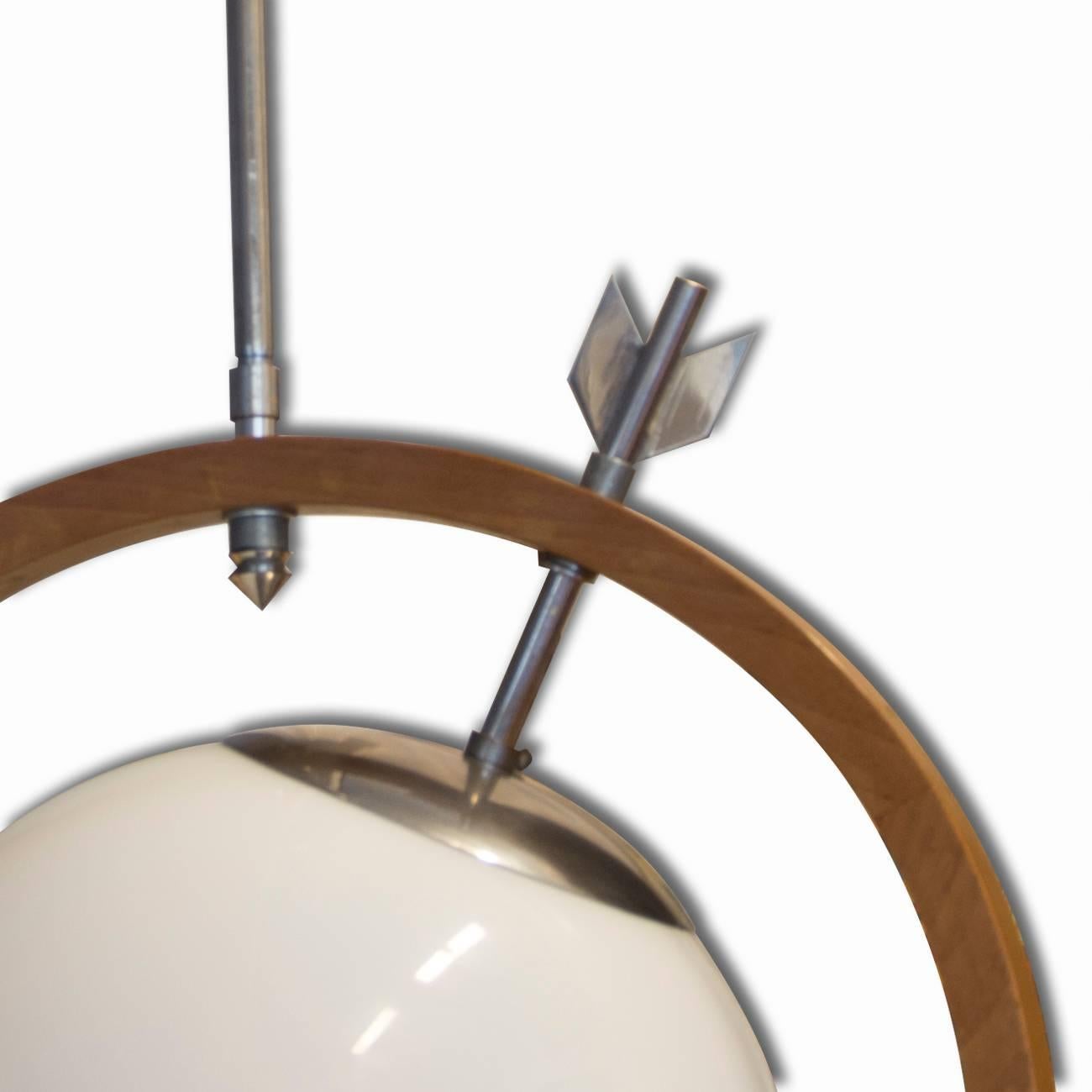 Milk Glass Italian Saturn Pendant by Gio Ponti & Pietro Chiesa, 1930s For Sale