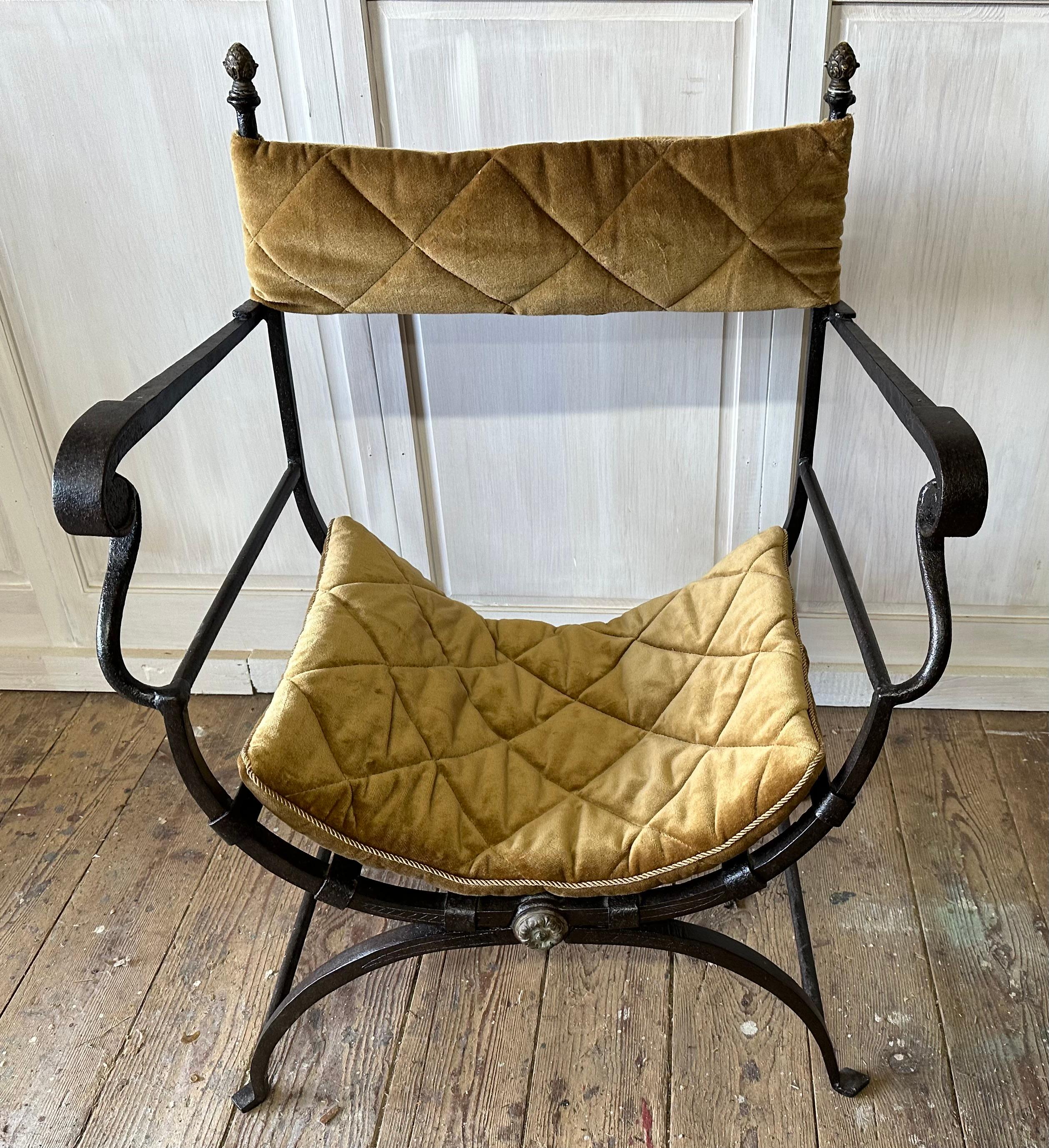 Velvet Italian Savonarola Dante Or Curule Folding Chair For Sale