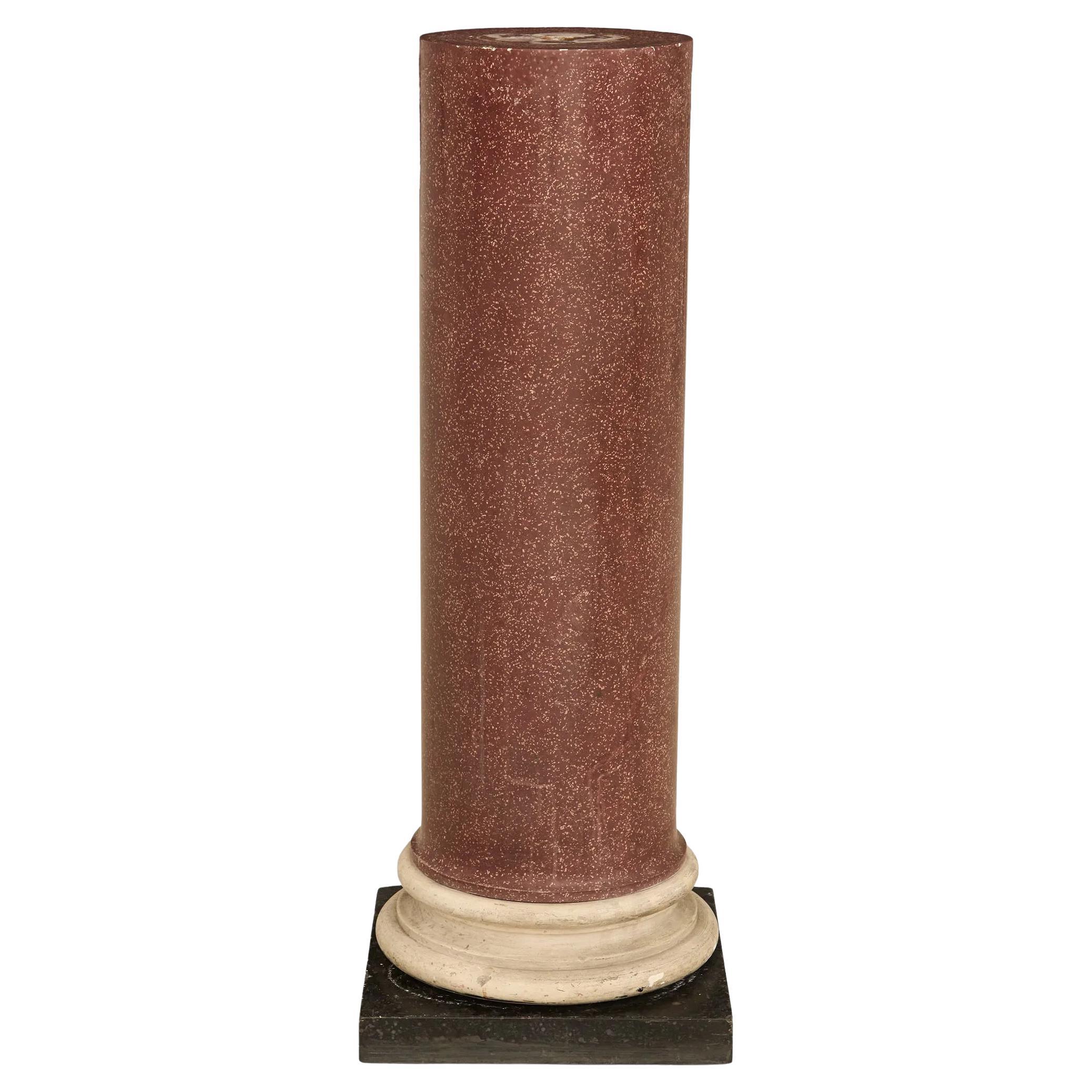 Piedistallo in finto porfido italiano Scagliola