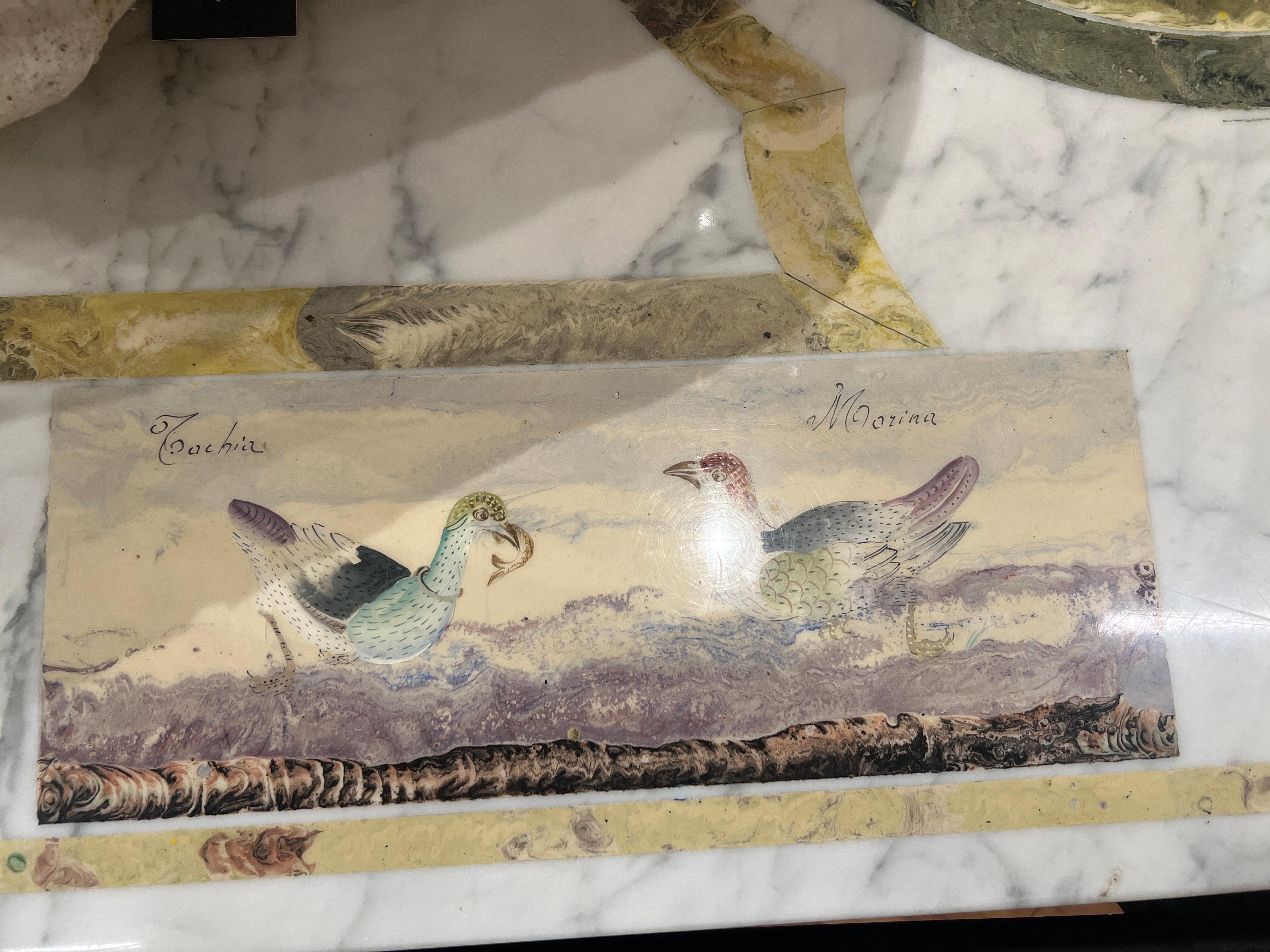 Italian Scagliola Marble Specimen Decorated Dining Table On Ming Style Base For Sale 4