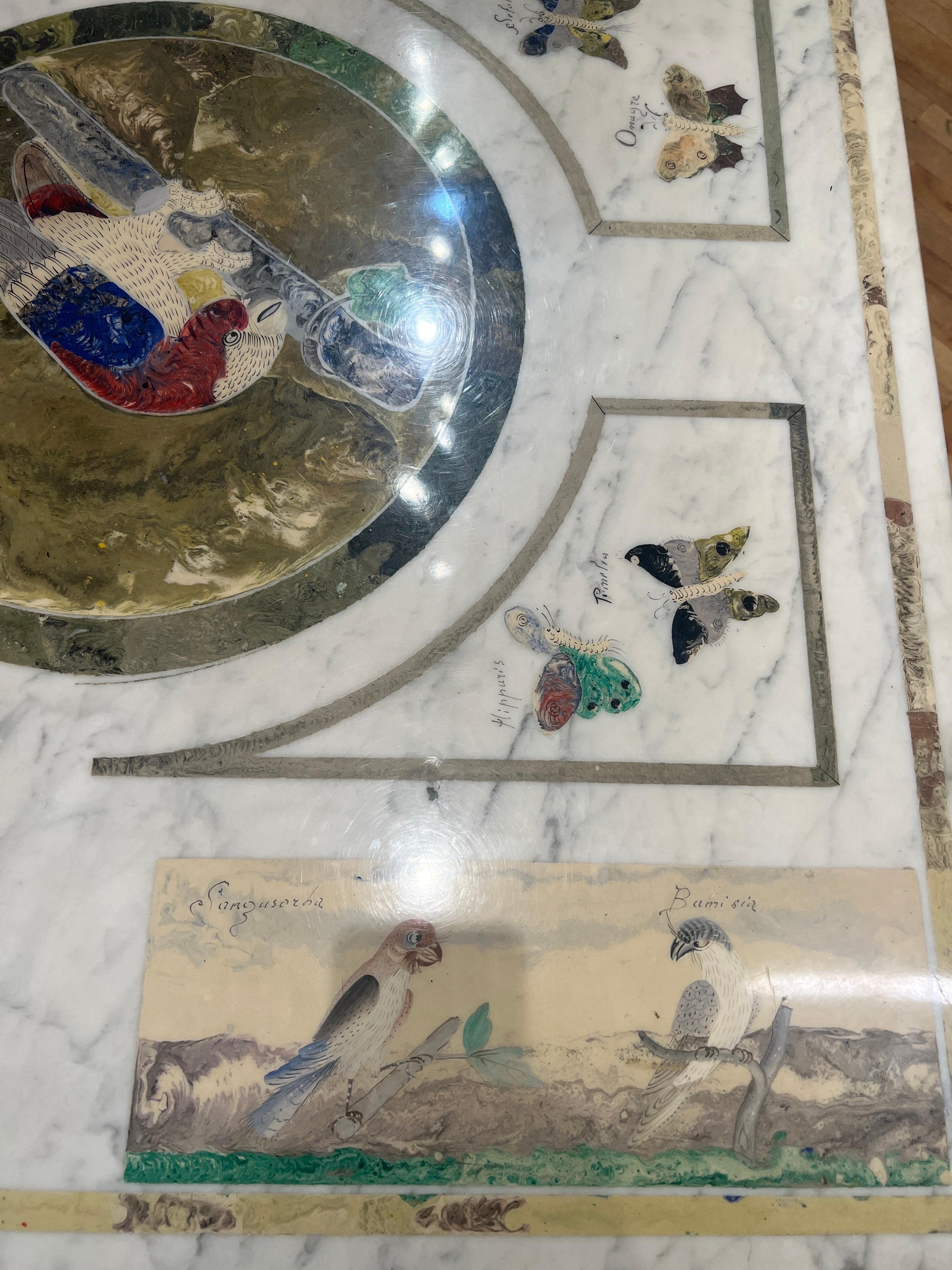 Italian Scagliola Marble Specimen Decorated Dining Table On Ming Style Base For Sale 5