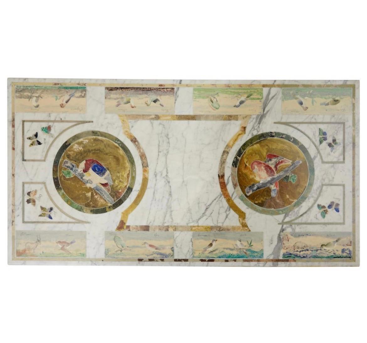 Italian, circa 1960. (This would also make an incredible kitchen island - as the marble top). 

This exceptional Italian dining table combines the artistry of a scagliola marble specimen top with a Ming-style base, creating a luxurious statement