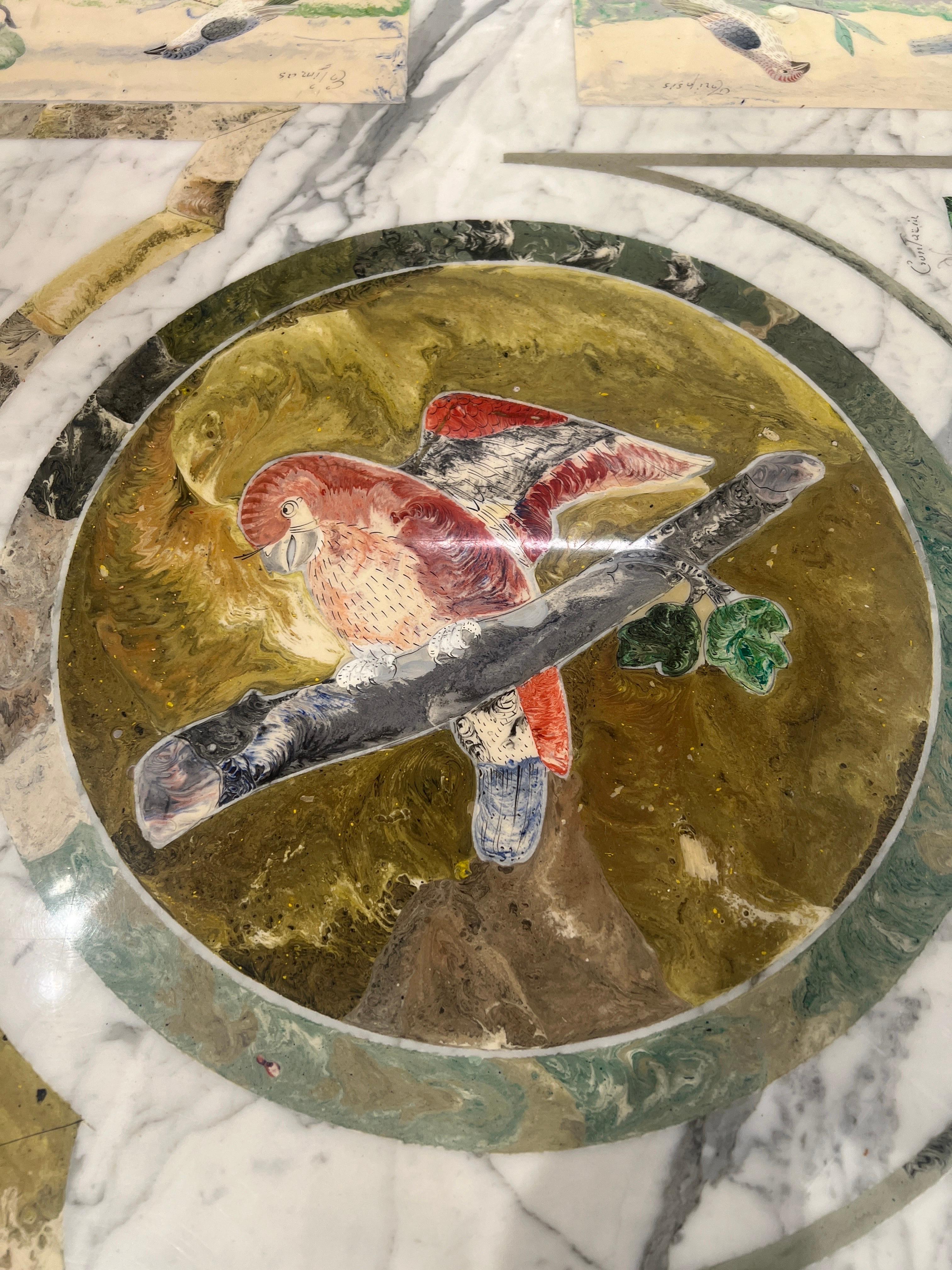 Italian Scagliola Marble Specimen Decorated Dining Table On Ming Style Base For Sale 1