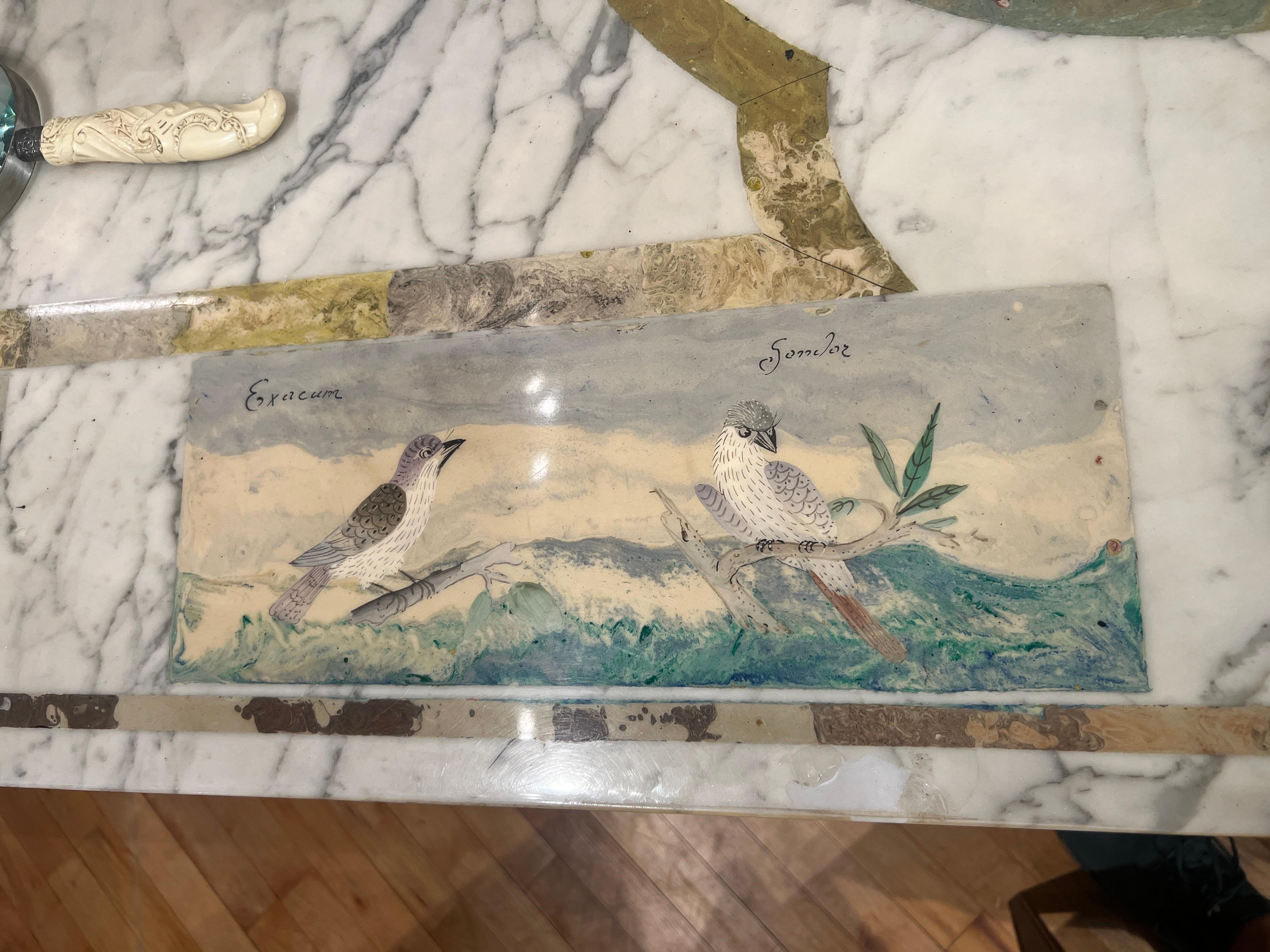 Italian Scagliola Marble Specimen Decorated Dining Table On Ming Style Base For Sale 2