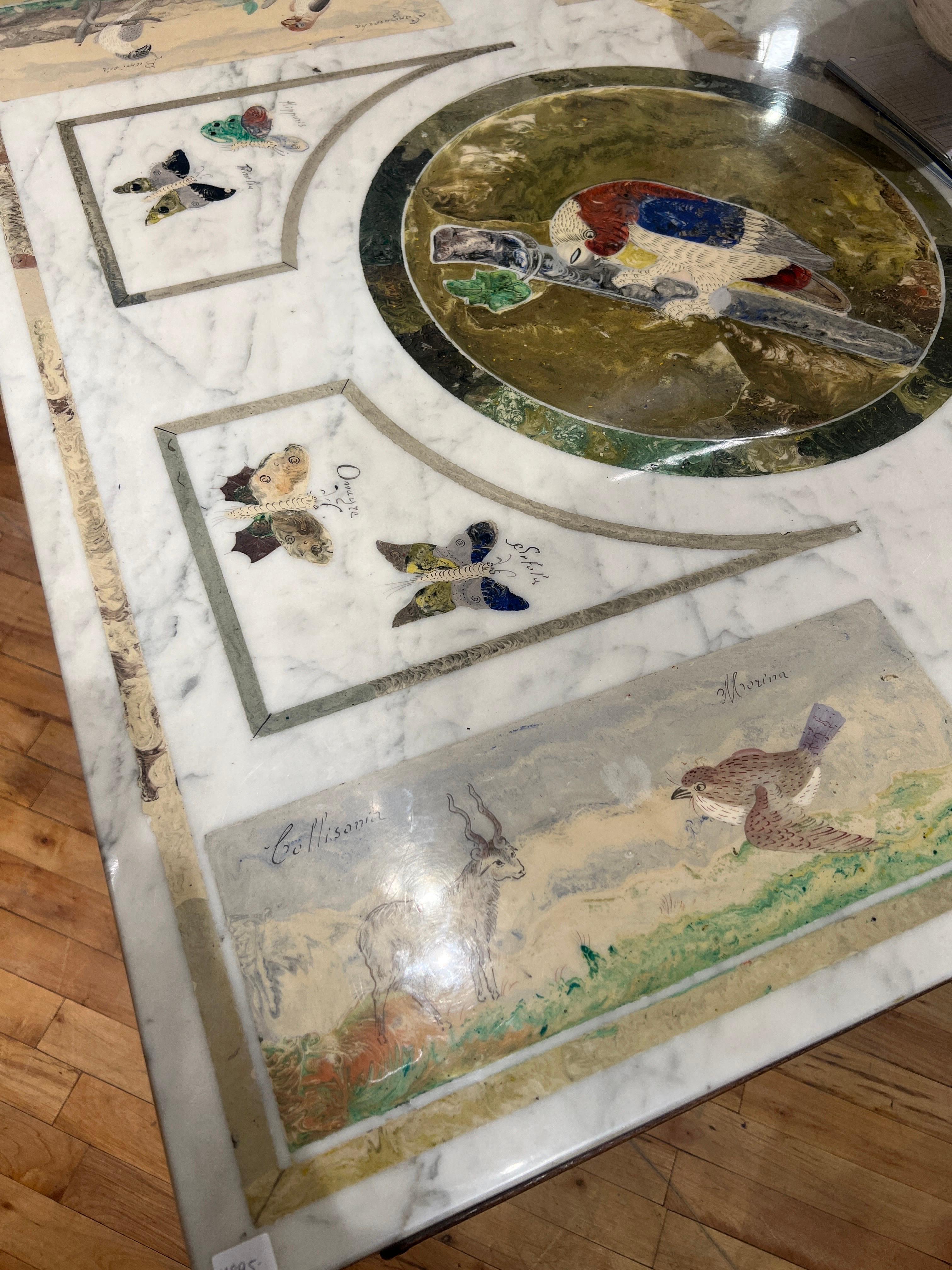 Italian Scagliola Marble Specimen Decorated Dining Table On Ming Style Base For Sale 3