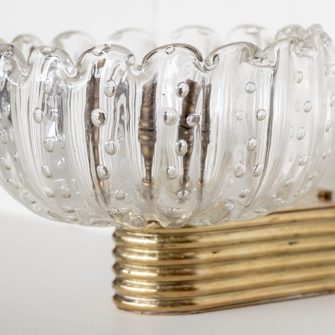 Brass Italian Scalloped Glass Sconce