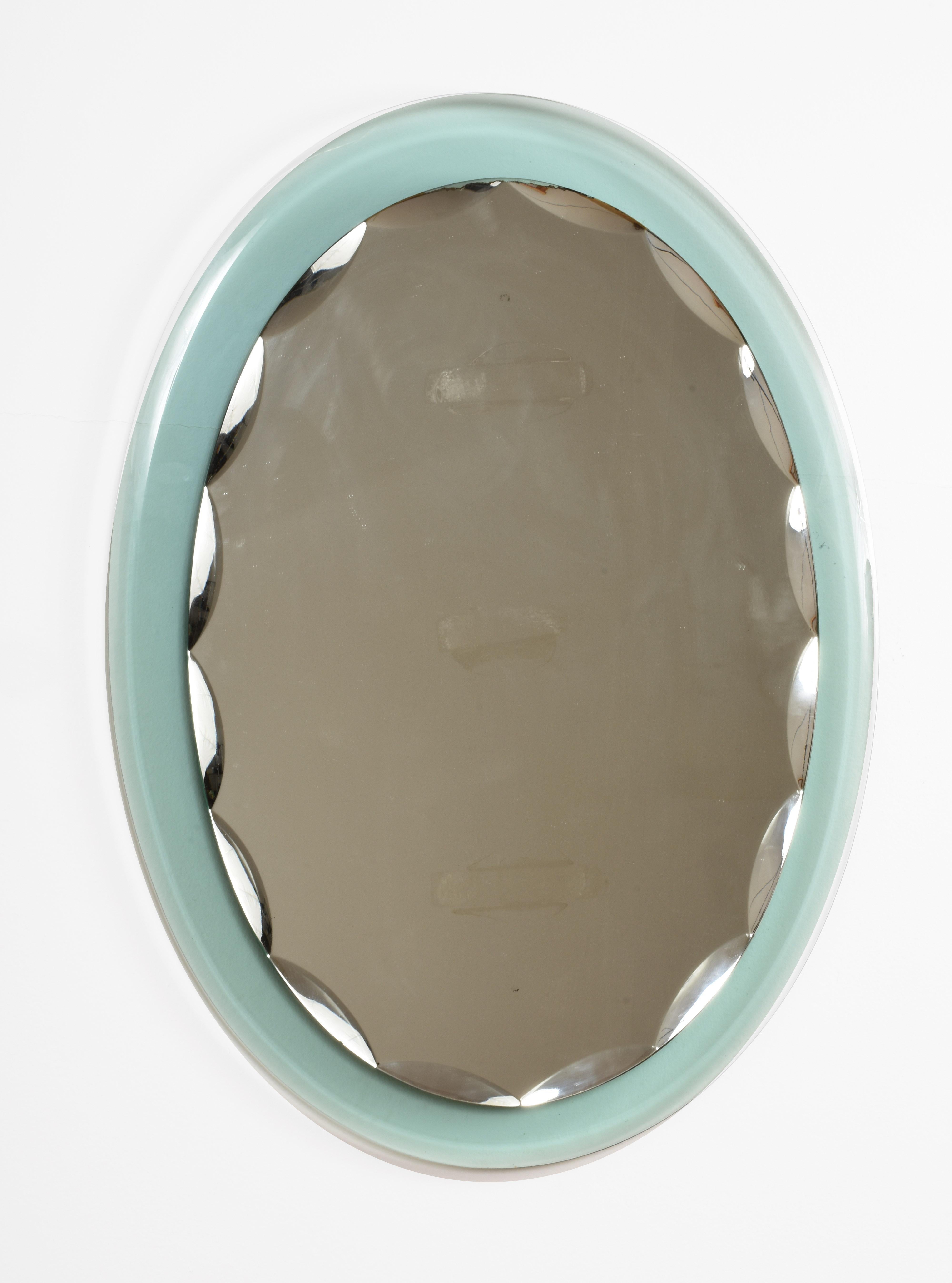 Italian Scalloped Mirror Crystal Art, Italy, 1960s. Fontana Arte Style 5