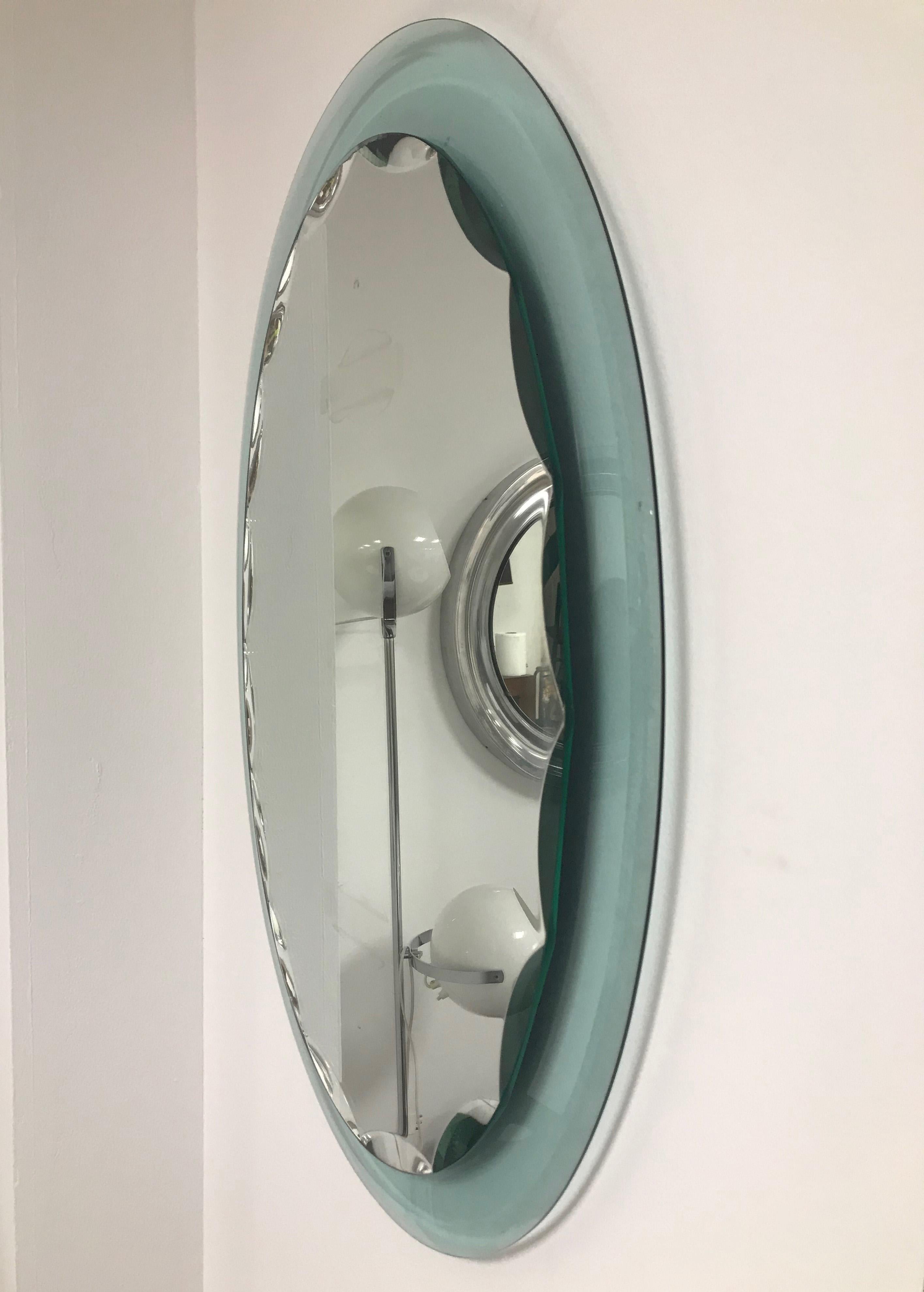 Italian Scalloped Mirror Crystal Art, Italy, 1960s. Fontana Arte Style 6