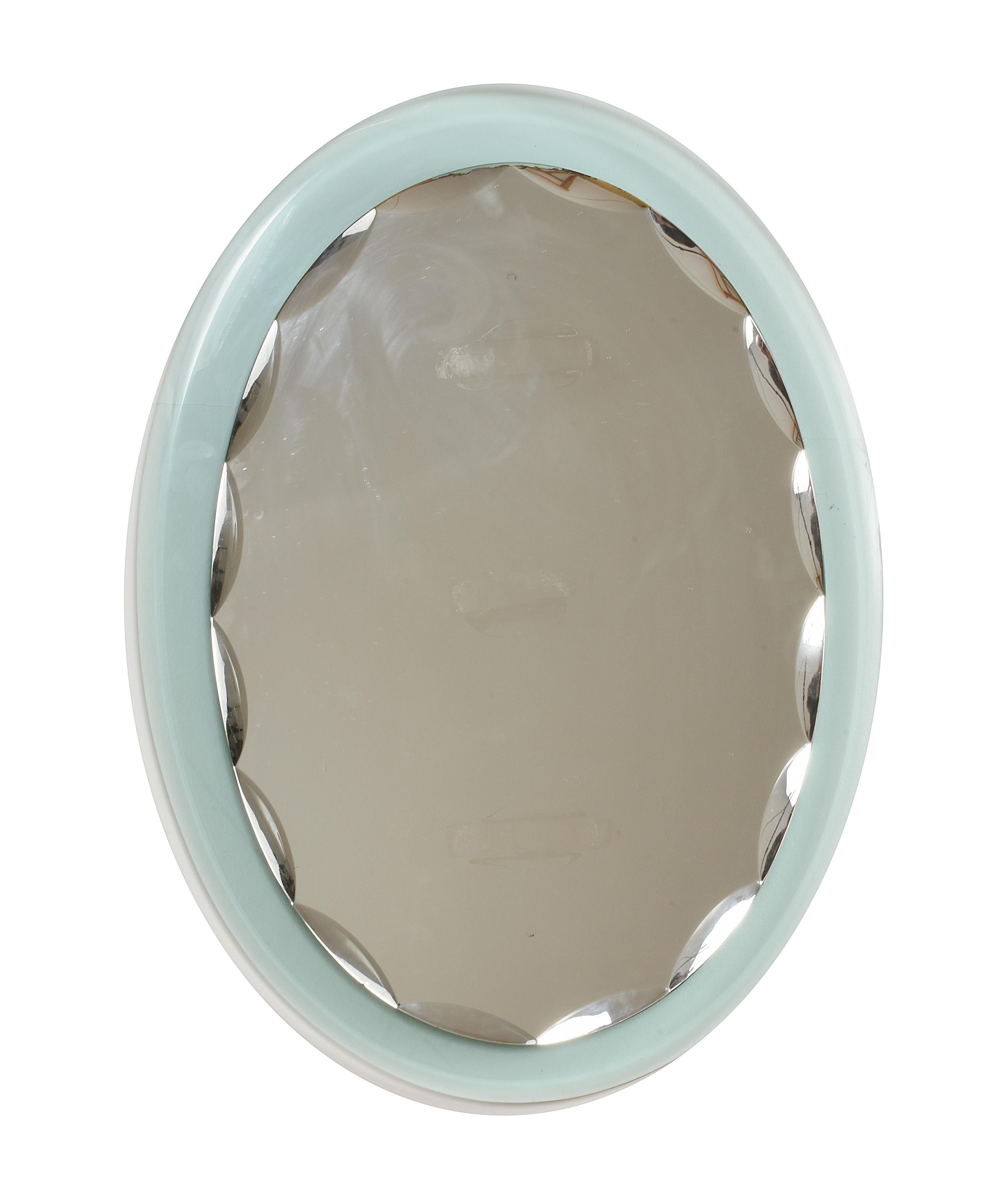 Italian Scalloped Mirror Crystal Art, Italy, 1960s. Fontana Arte Style 1