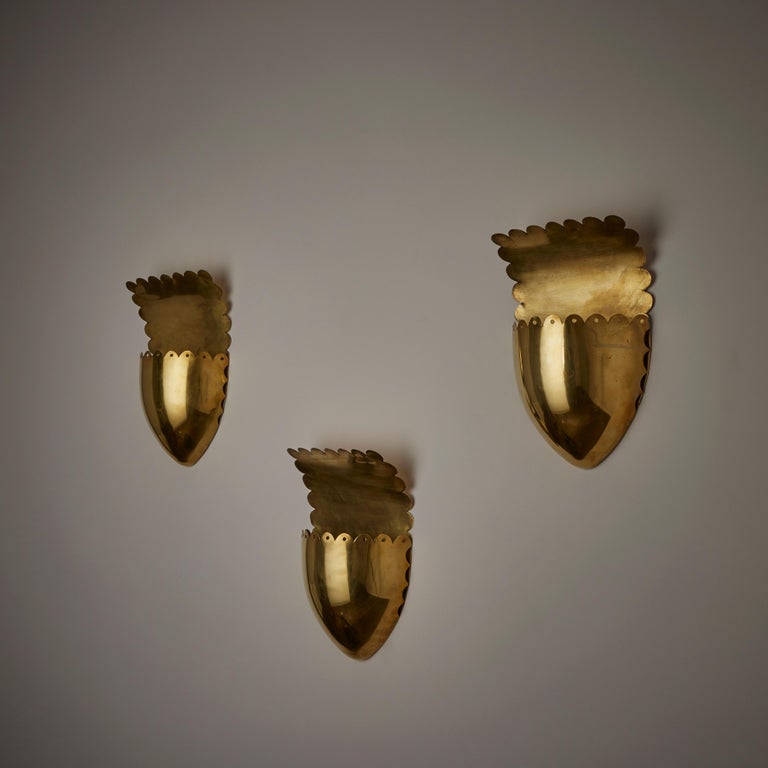 Brass Italian Scalloped Sconce For Sale
