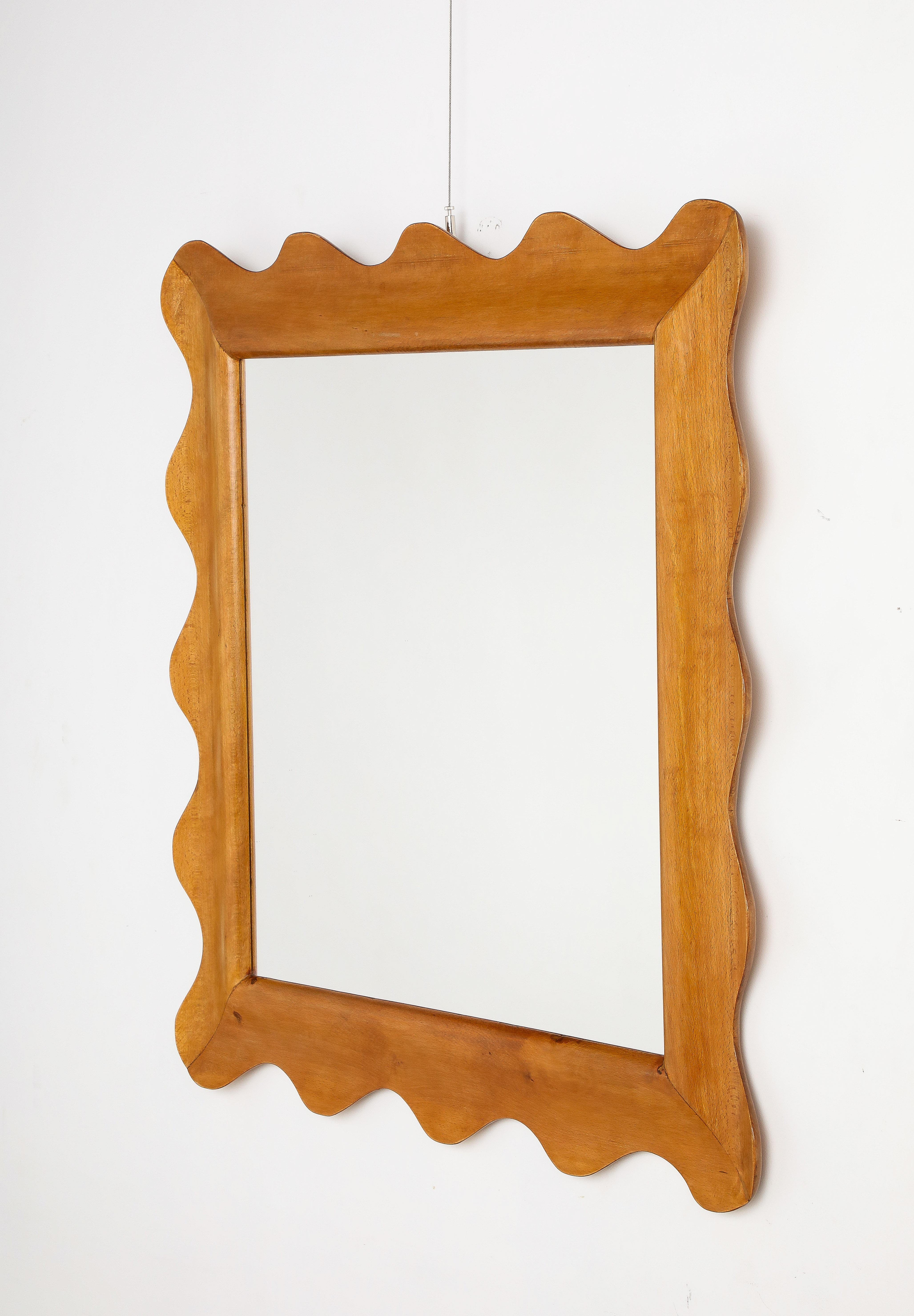Italian Scalloped Shaped Wood Wall Mirror For Sale 4
