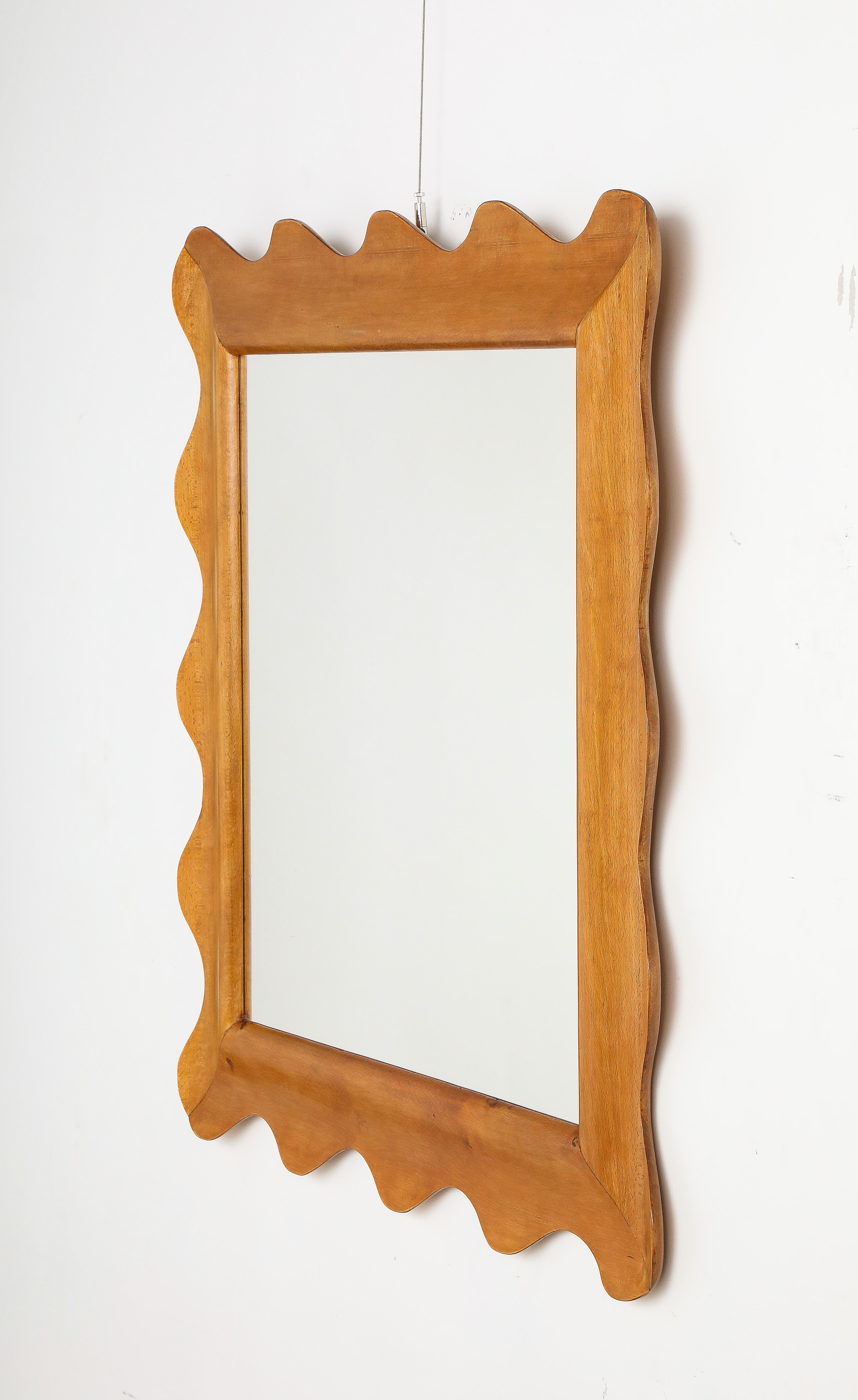 Italian Scalloped Shaped Wood Wall Mirror For Sale 5