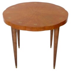 Italian Scalloped Walnut and Brass Inlaid Game Table by Vittorio Lombardi