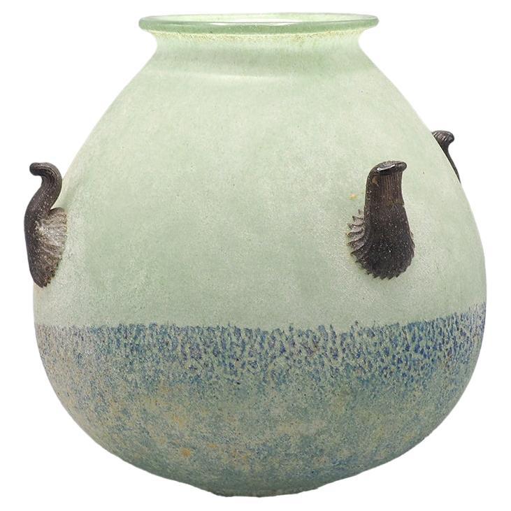 Vase italien en verre d'art Scavo, 1970