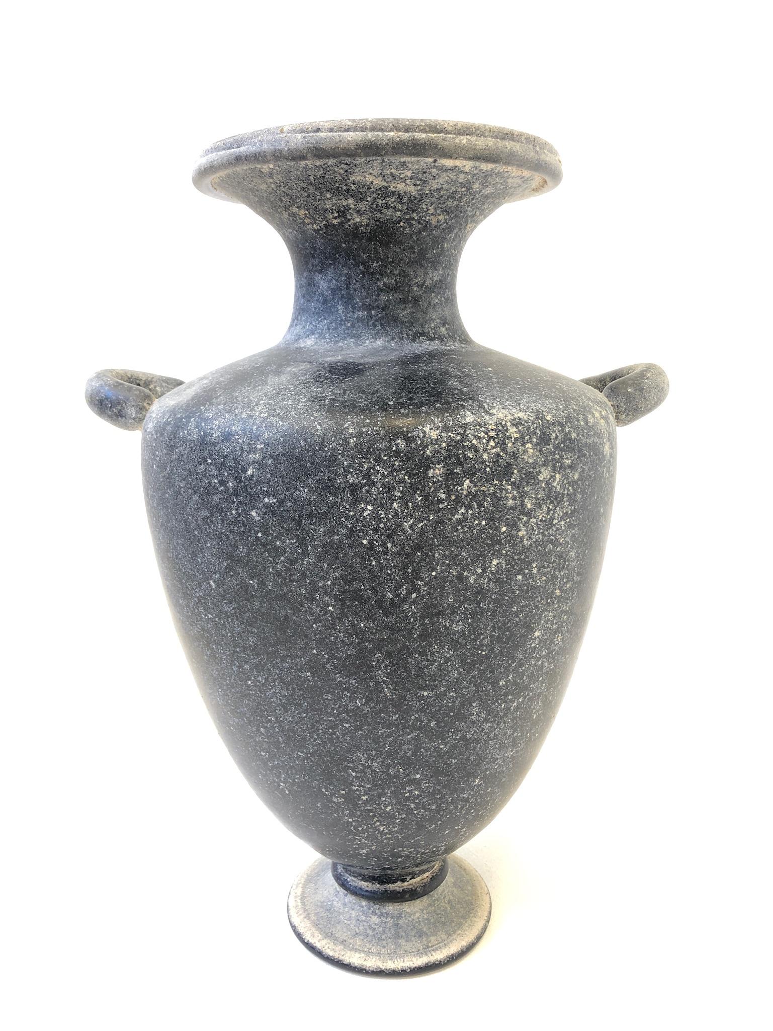 Modern Italian Scavo Black Murano Glass Vase by Seguso Vetri d’Arte For Sale