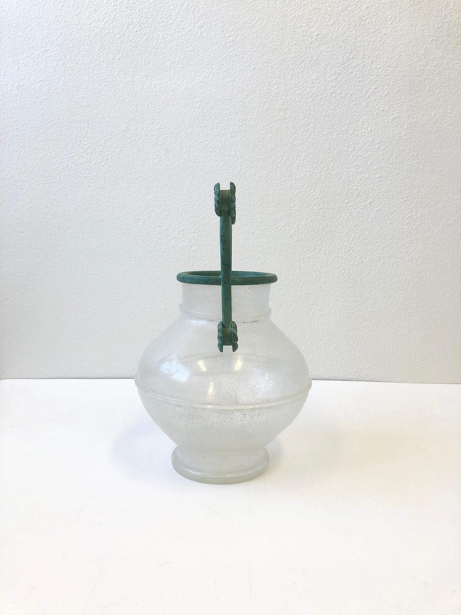 Italian Scavo Murano Glass and Bronze Vase by Silvia Buscaroli for Seguso In Good Condition For Sale In Palm Springs, CA