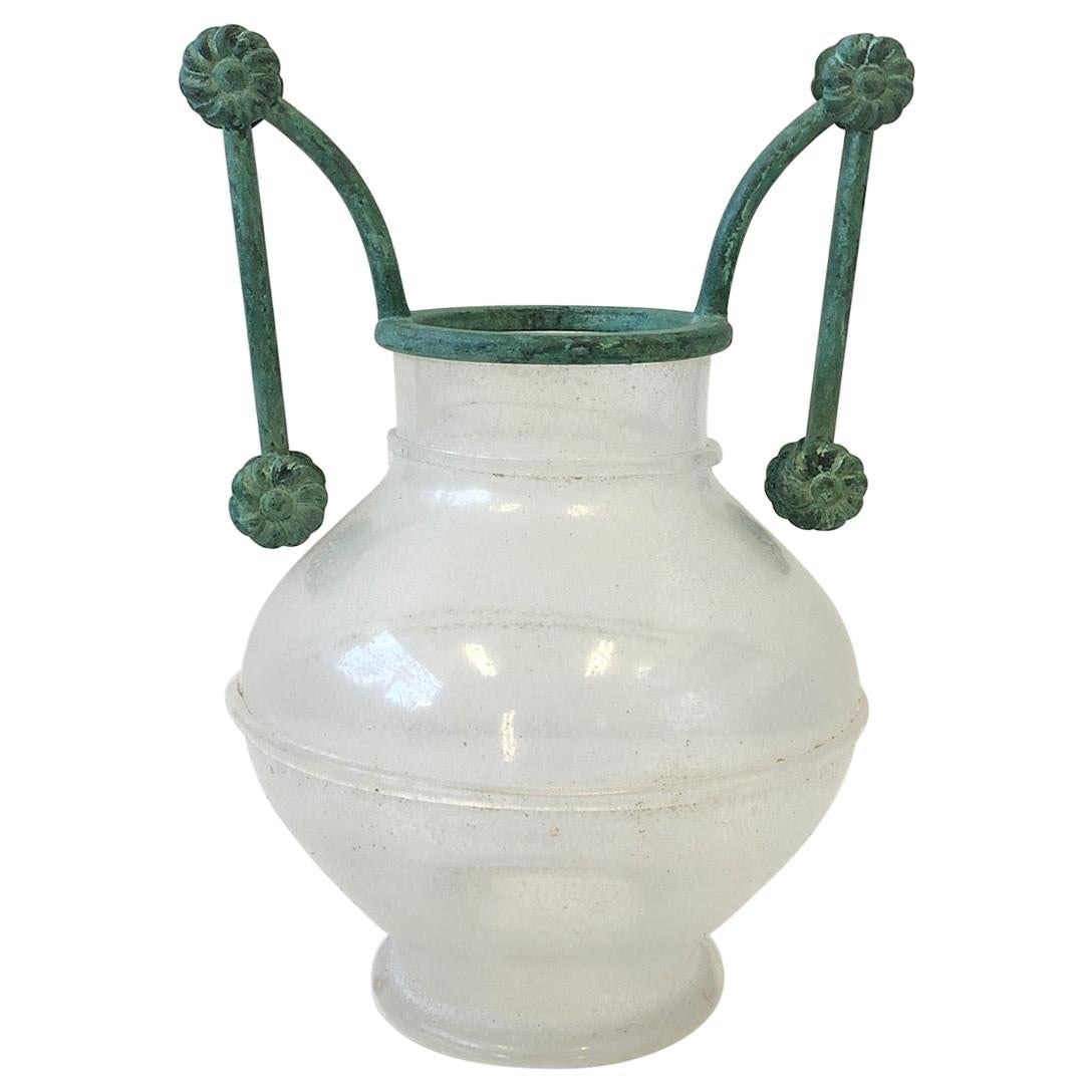 Italian Scavo Murano Glass and Bronze Vase by Silvia Buscaroli for Seguso For Sale