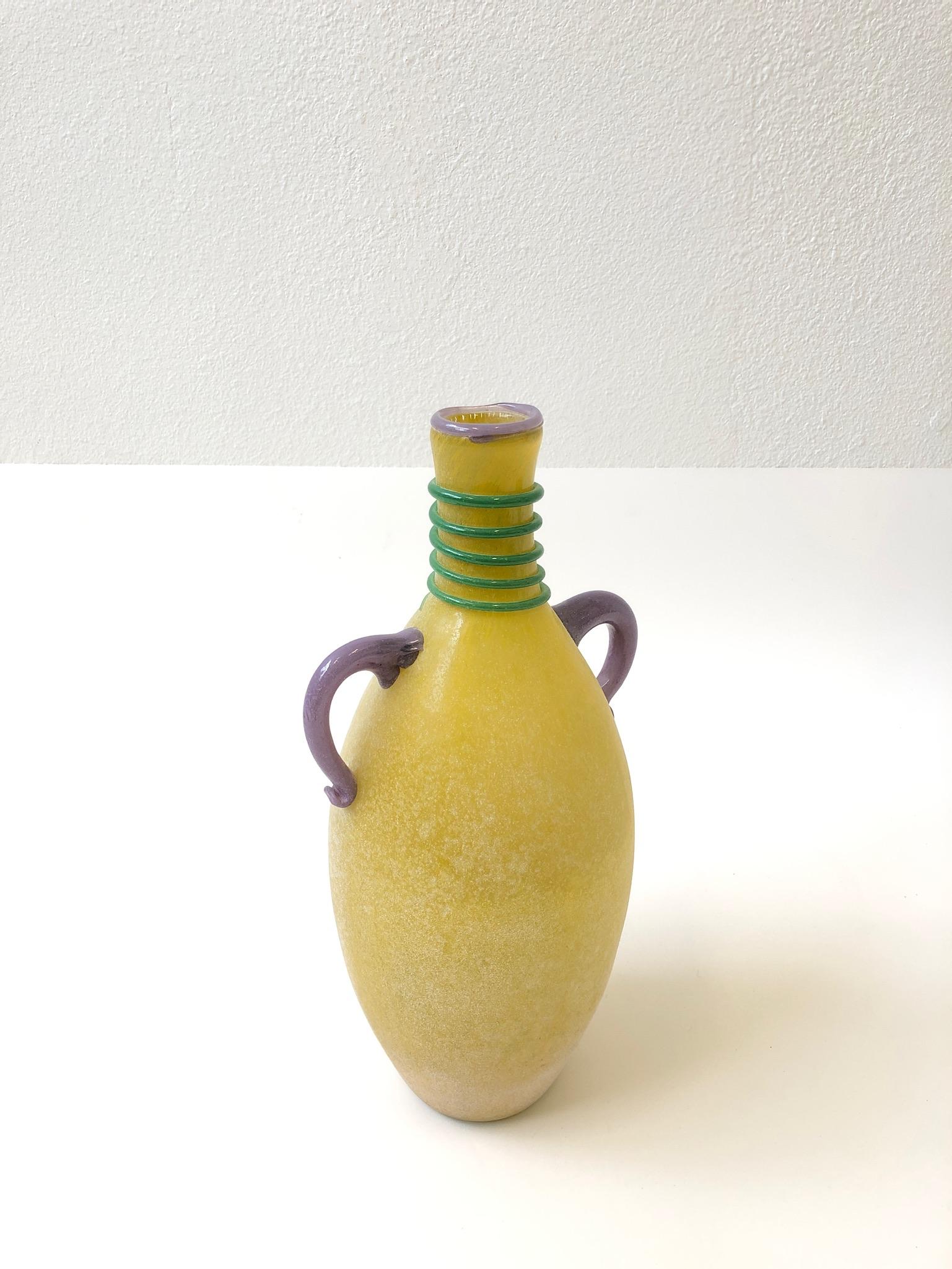 Italian Scavo Murano Glass Vase by Franco Moretti For Sale 1