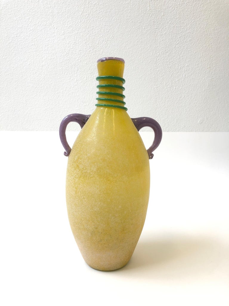 Italian Scavo Murano Glass Vase by Franco Moretti For Sale 4