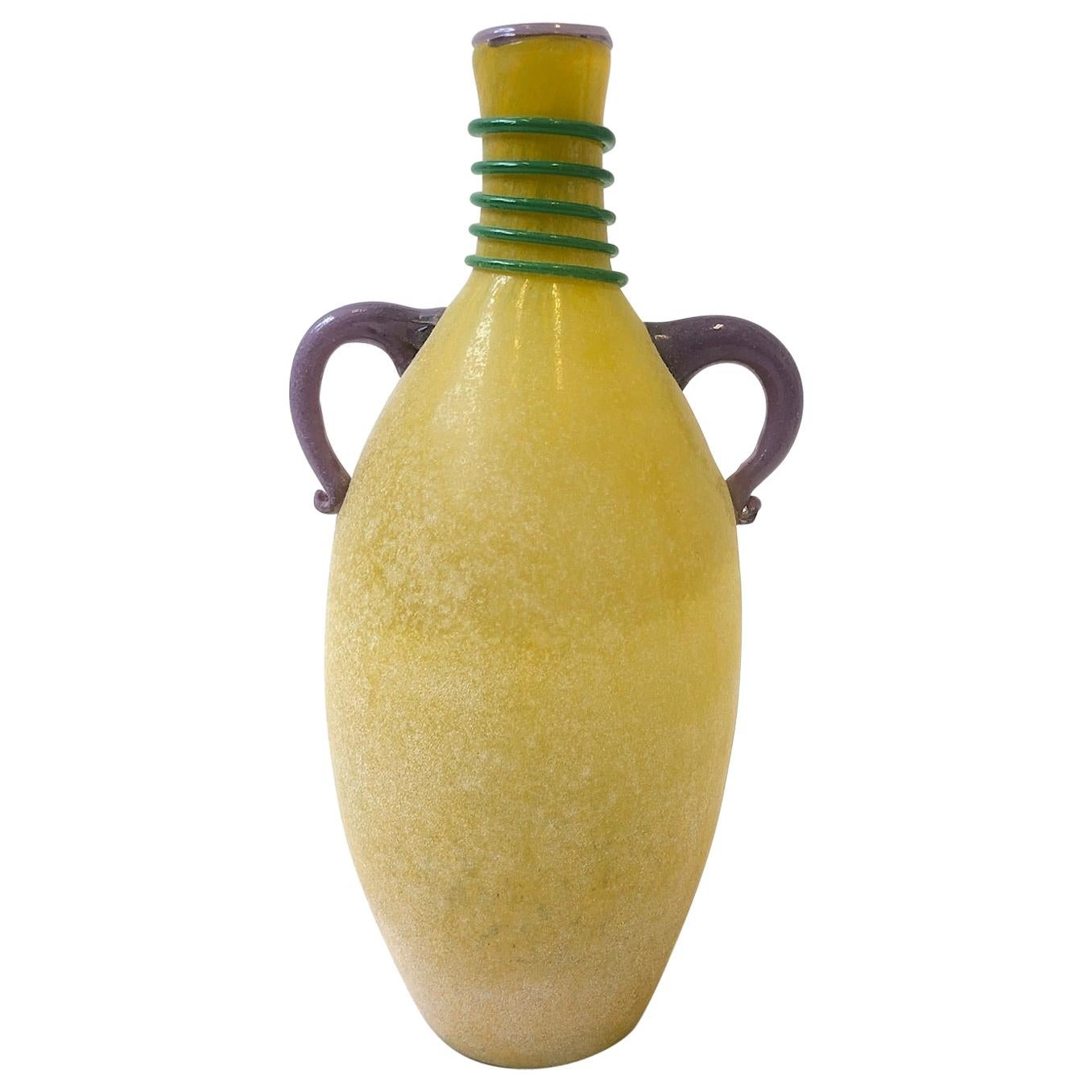 Italian Scavo Murano Glass Vase by Franco Moretti