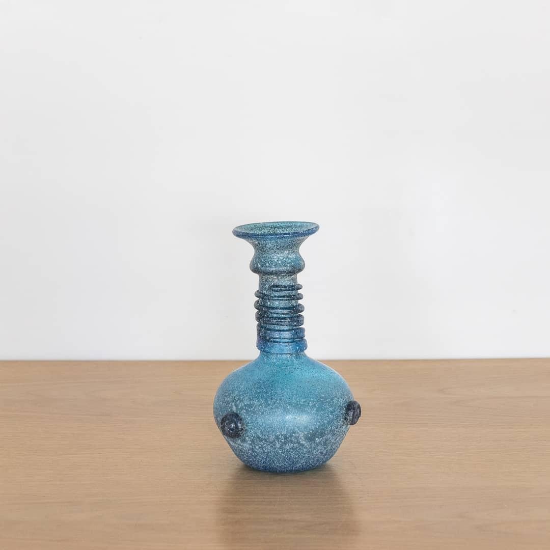 Glass Italian Scavo Style Vase For Sale