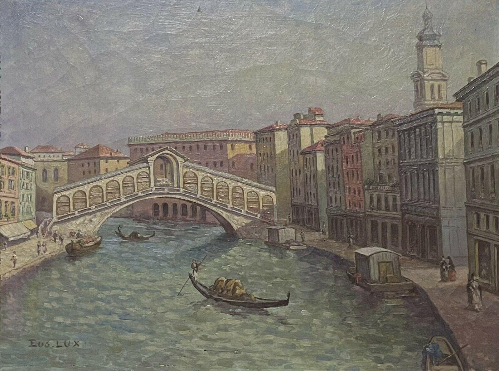 Italian School Figurative Painting - Rialto Bridge The Grand Canal Venice, signed mid century Italian Oil Painting